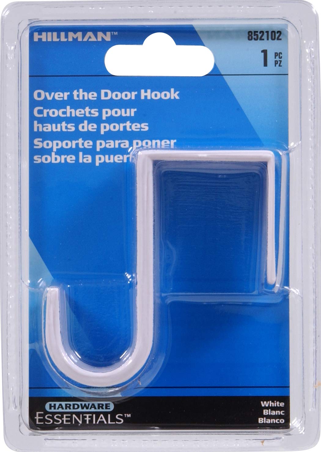 Hardware Essentials 852102 White Plastic Over The Door Hook - Perfect for Bathroom Towels, Bedroom Robes & Closet Organization