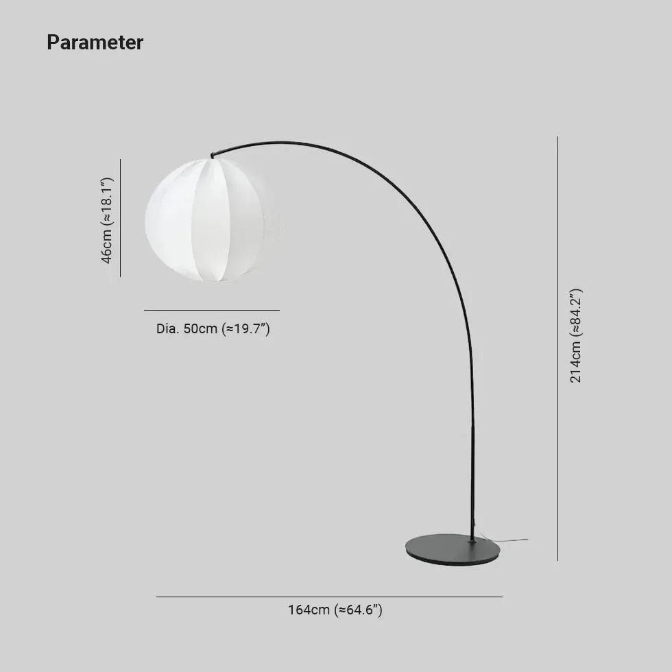 Modern Fabric White Globe Floor Lamp & Pendant Light - Adjustable Height for Living Room, Bedroom, and Office Lighting Decor