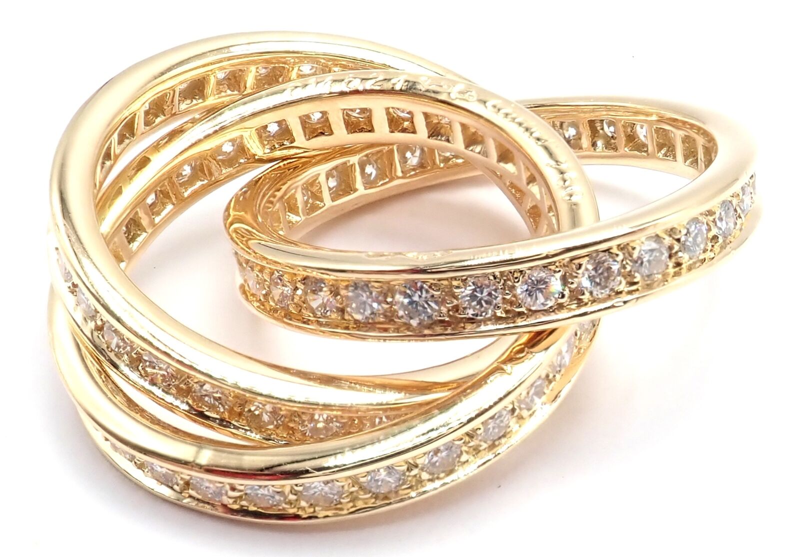 Authentic Cartier 18K Yellow Gold Diamond Trinity Band Ring Size 5.75 - Luxury Wedding Band for Women, Anniversary Gift for Her - Perfect for Engagements, Weddings & Special Occasions