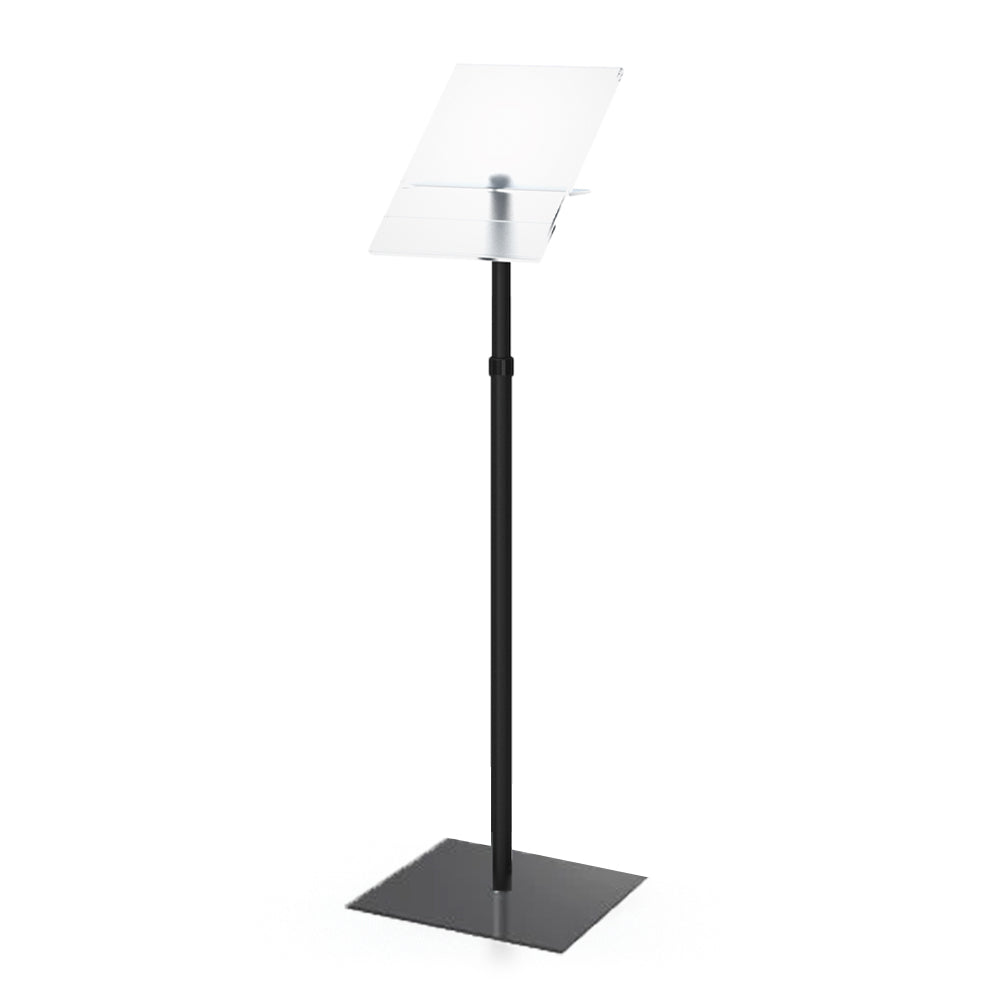Angled Acrylic Sign Holder for 8.5x11 Messages - Adjustable Floor Stand with Steel Base (26-50