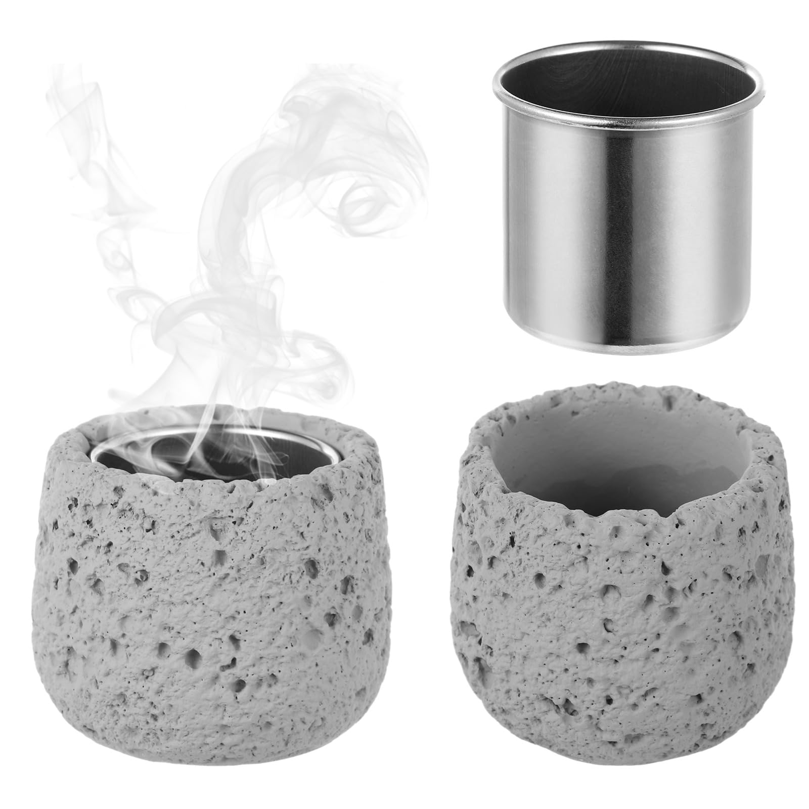 BATTIPAW 2Pcs Sauna Aromatherapy Stone Cups with 2 Stainless Steel Diffusers - Essential Oil Holders for Spa, Massage, Yoga & Relaxation - Perfect for Sauna, Home Aromatherapy & Wellness Retreats