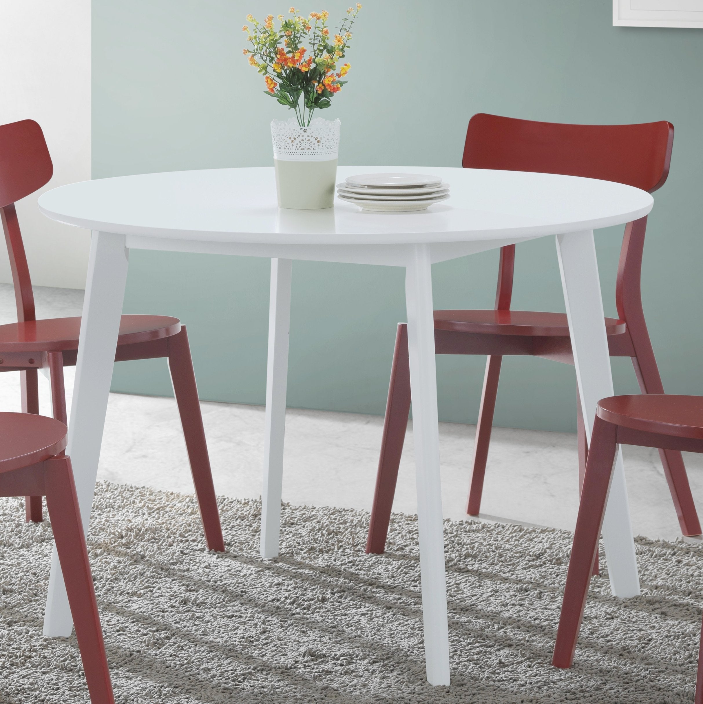 Roundhill Furniture Roma Contemporary Round Dining Table - 42 Inch White Modern Kitchen Table for Small Spaces & Breakfast Nooks | Perfect for Apartments, Condos & Cozy Dining Areas