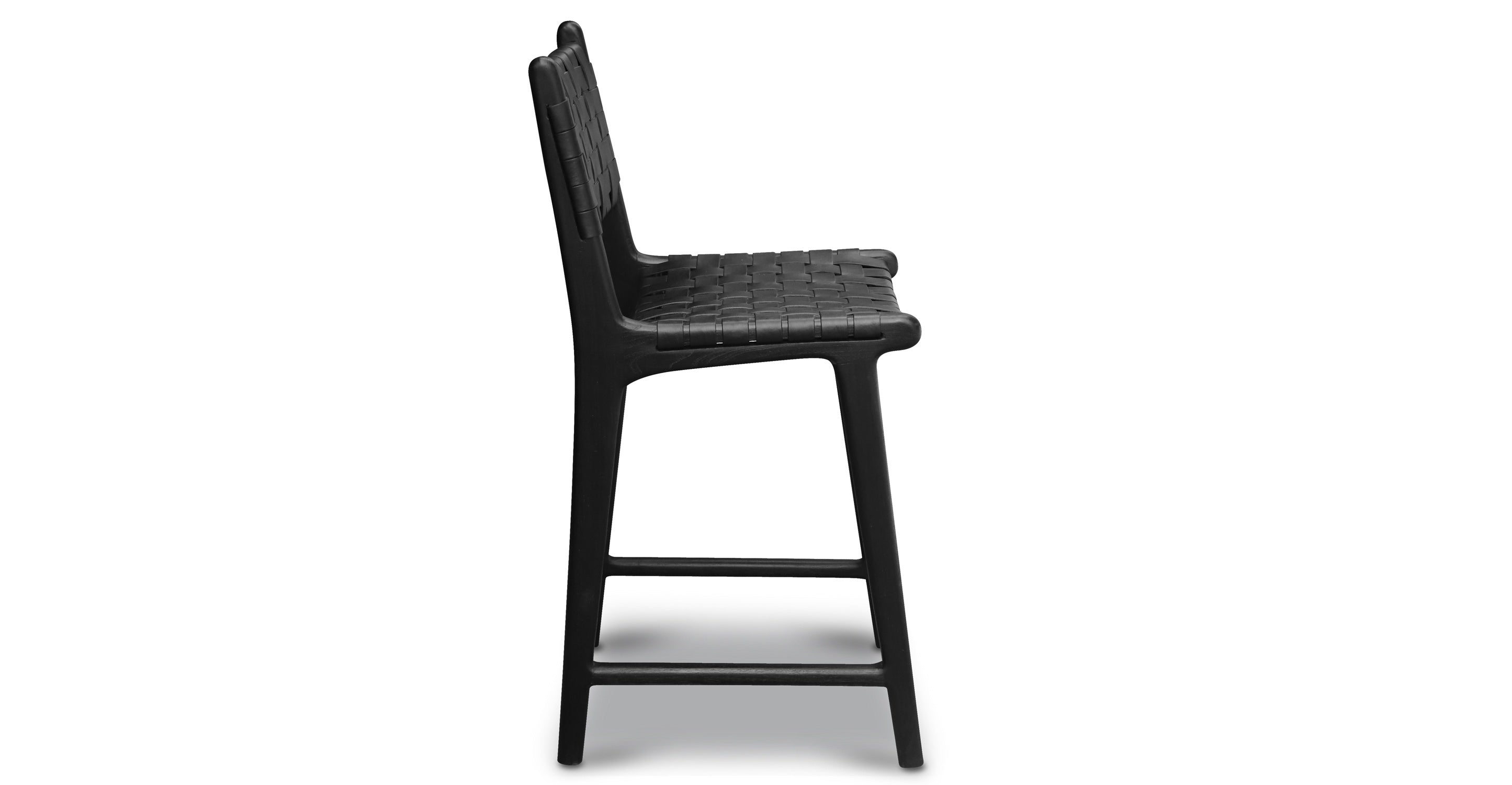 Premium Teak & Leather Counter Height Bar Stool - Modern Kitchen Island & Breakfast Nook Seating - Durable & Stylish for Home, Cafe, and Restaurant Use