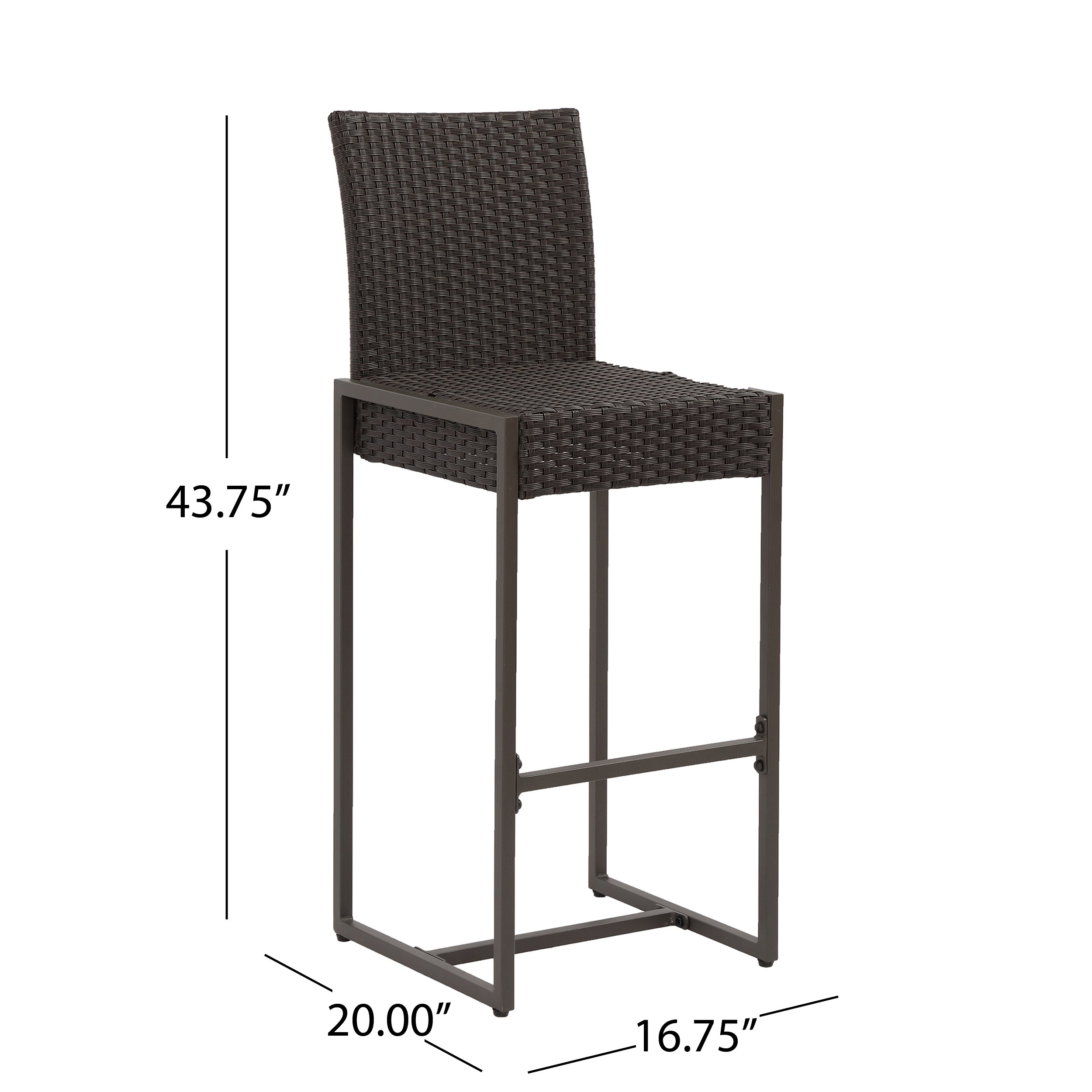 Christopher Knight Home Kelly Outdoor Wicker Bar Stools - Set of 4, 30 Inch Height, Dark Brown - Perfect for Patio, Deck, Poolside & Garden Seating