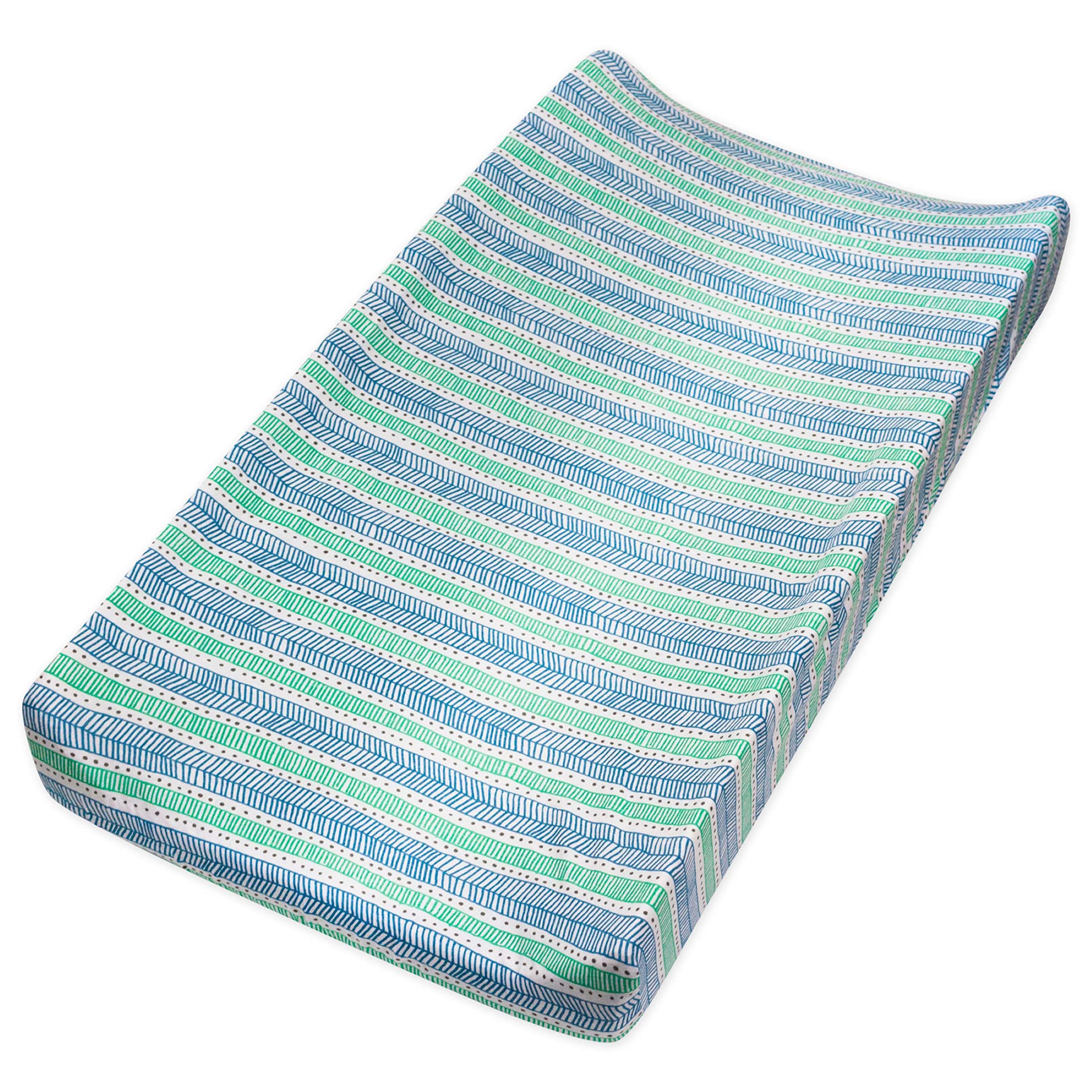 HonestBaby Organic Cotton Changing Pad Cover - Soft, Hypoallergenic Baby Changing Mat Cover - Dots & Dashes Design - Fits Standard Changing Pads - Perfect for Nursery, Daycare & Travel Use