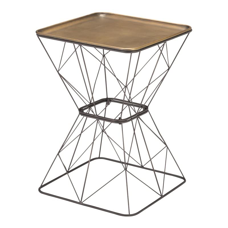 Modern Gold Steel Side Table - Slim Metal End Table for Living Room, Bedroom & Office - Contemporary Accent Table with Sturdy Frame & Sleek Design