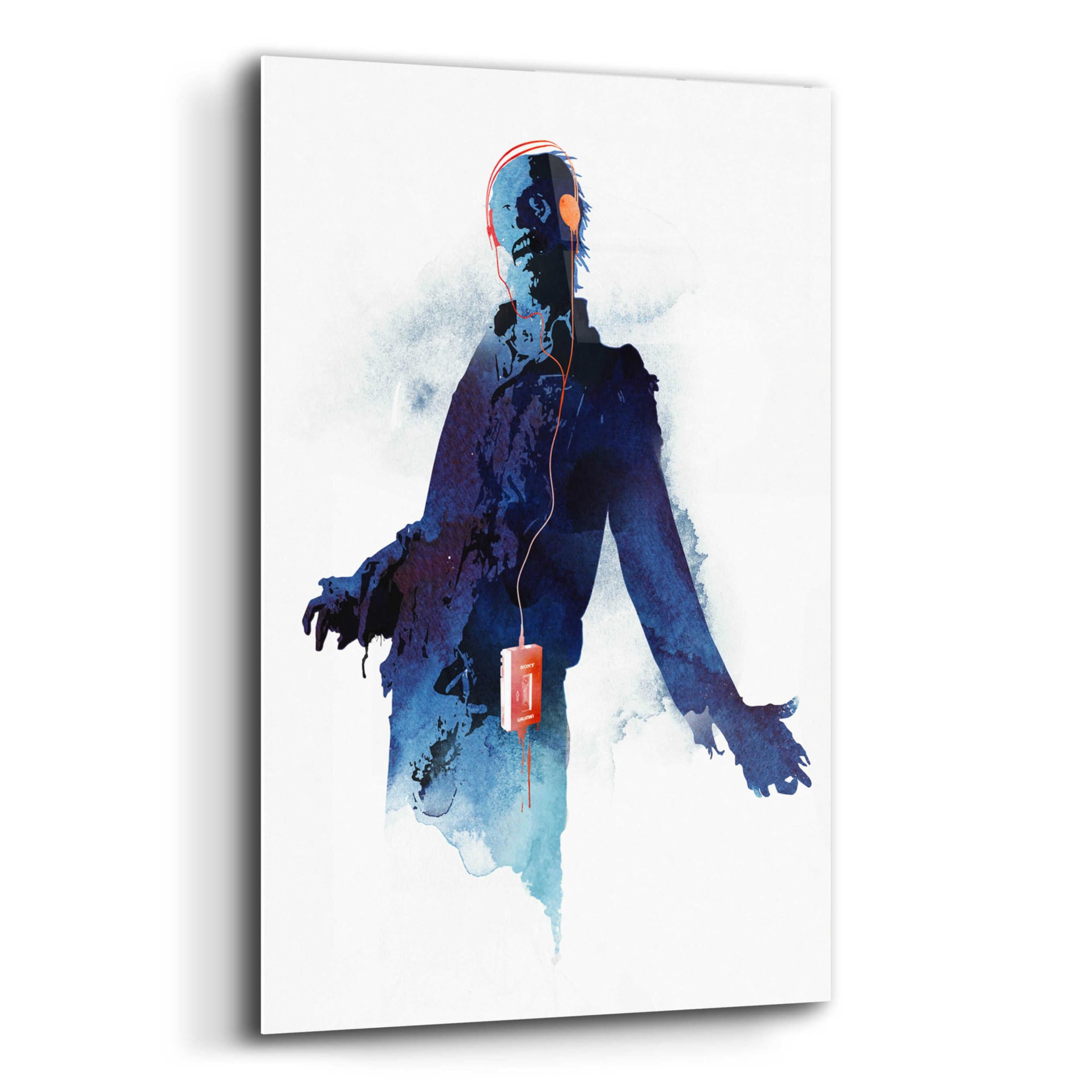 Epic Art 'Walkman Dead' by Robert Farkas - 16x24 Inch Acrylic Glass Wall Art Painting - Modern Pop Art Decor for Living Room, Bedroom & Office
