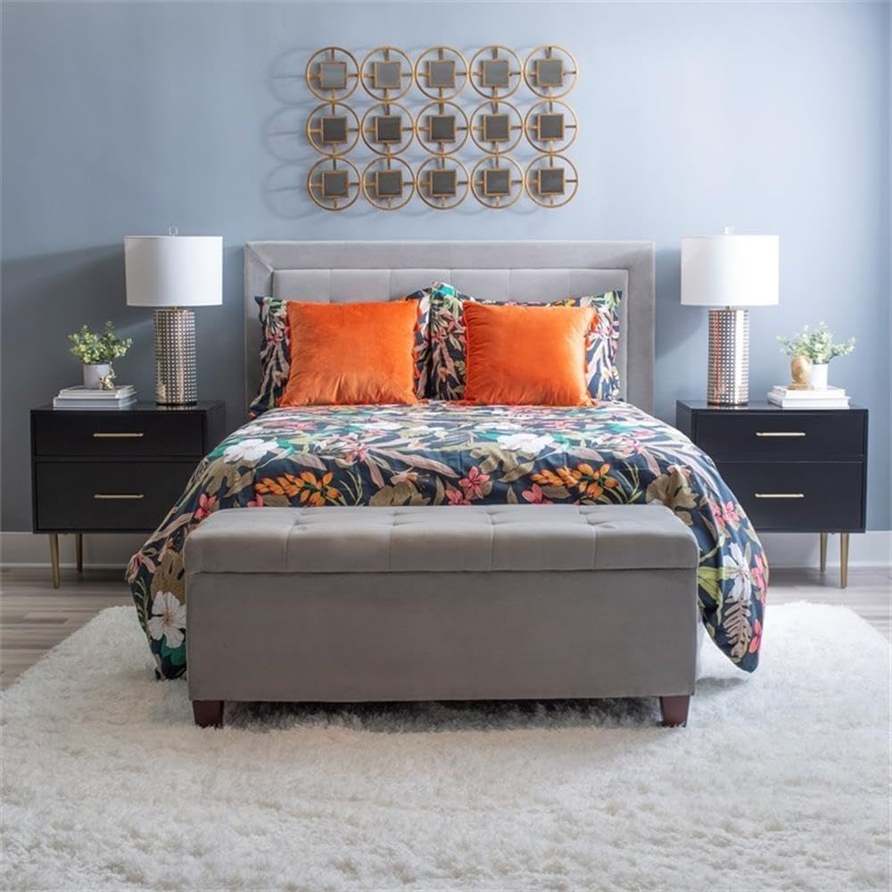 Linon Dylan Black Wood Nightstand with 2 Drawers & Gold Accents - Modern Bedside Table for Bedroom, Guest Room, or Dorm