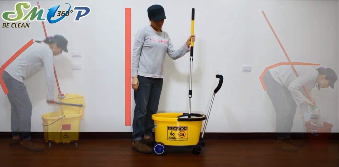 SMOP 360 Spin Mop Commercial Grade - Microfiber Floor Cleaning System with Bucket & Wheels Cart - Heavy Duty Mop for Stores, Homes & Offices - Includes Replacement Head - Perfect for Hardwood, Tile & Vinyl Floors