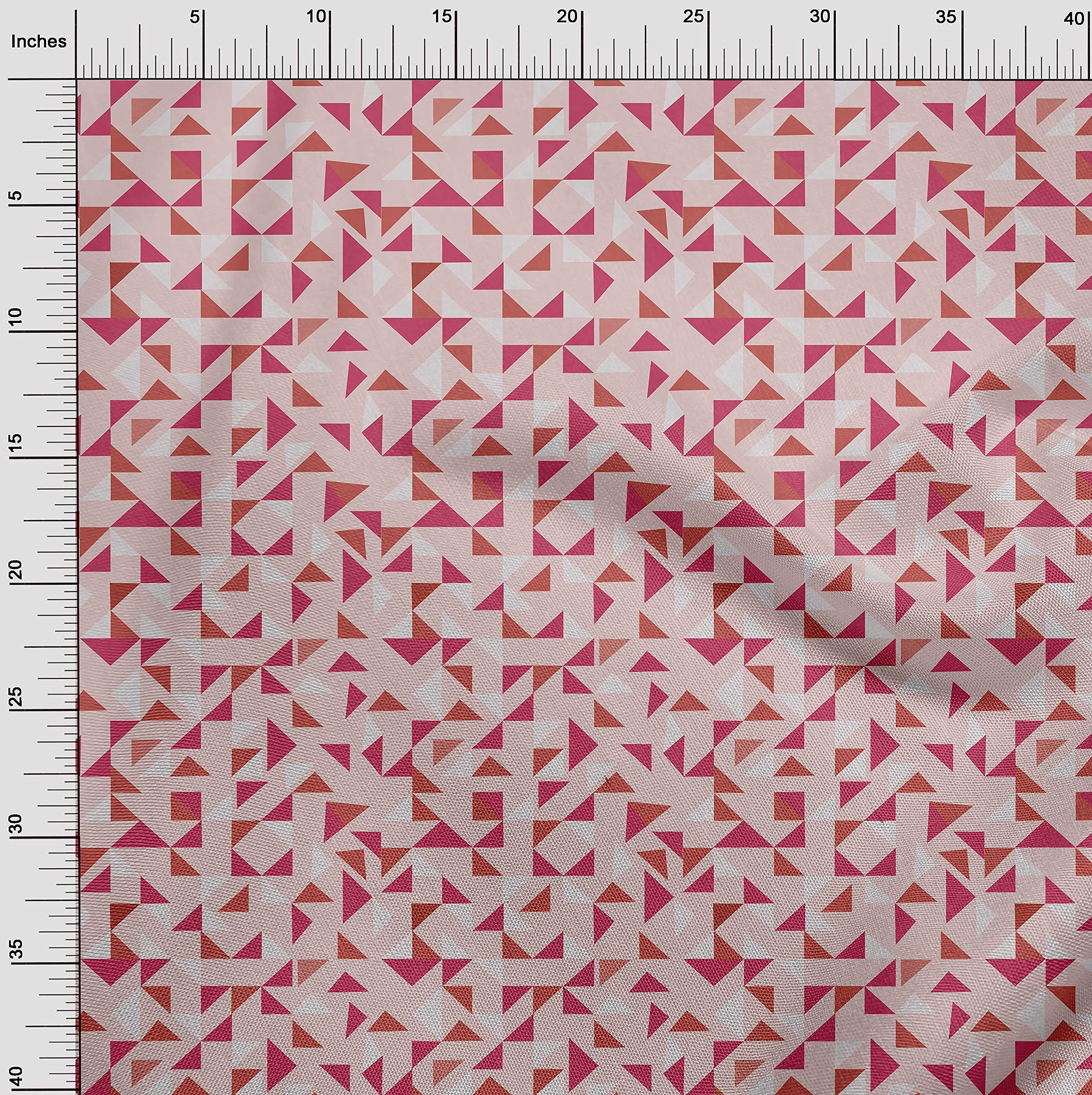 oneOone Polyester Spandex Light Pink Salmon Geometric Print Fabric by The Yard - 56 Inch Wide Stretch Dress Material for DIY Fashion, Home Decor & Craft Projects