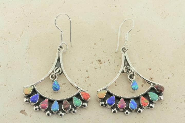 Opal Shield Chandelier Earrings for Women - Elegant Dangle Drop Jewelry for Parties, Weddings & Special Occasions