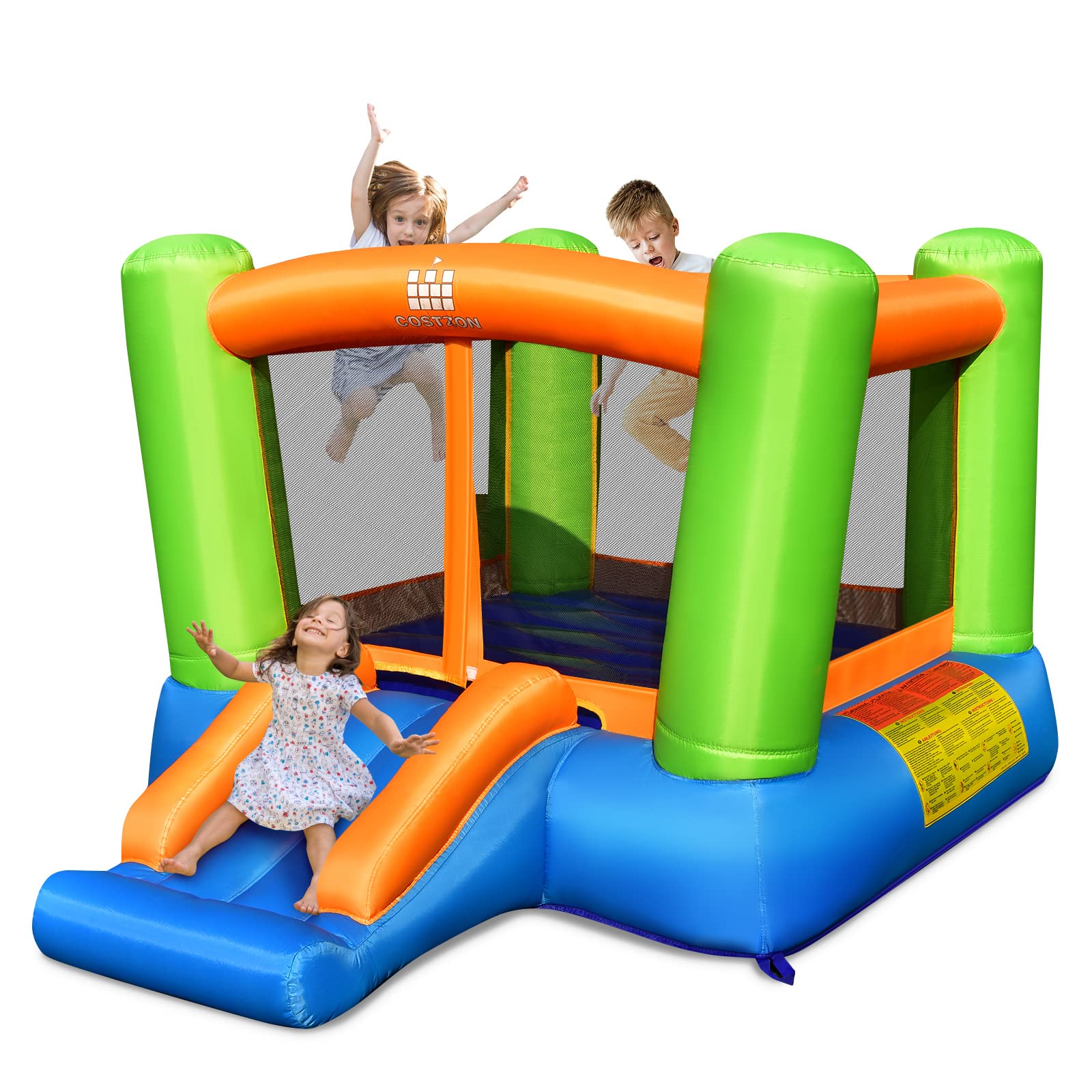 **Costzon Inflatable Bounce House for Kids - Toddler Bouncy Castle with Slide for Indoor & Outdoor Play, Durable Oxford Cloth, Portable Mini Jumping Castle - Perfect for Backyard Birthday Parties, Family Gatherings & Outdoor Fun**