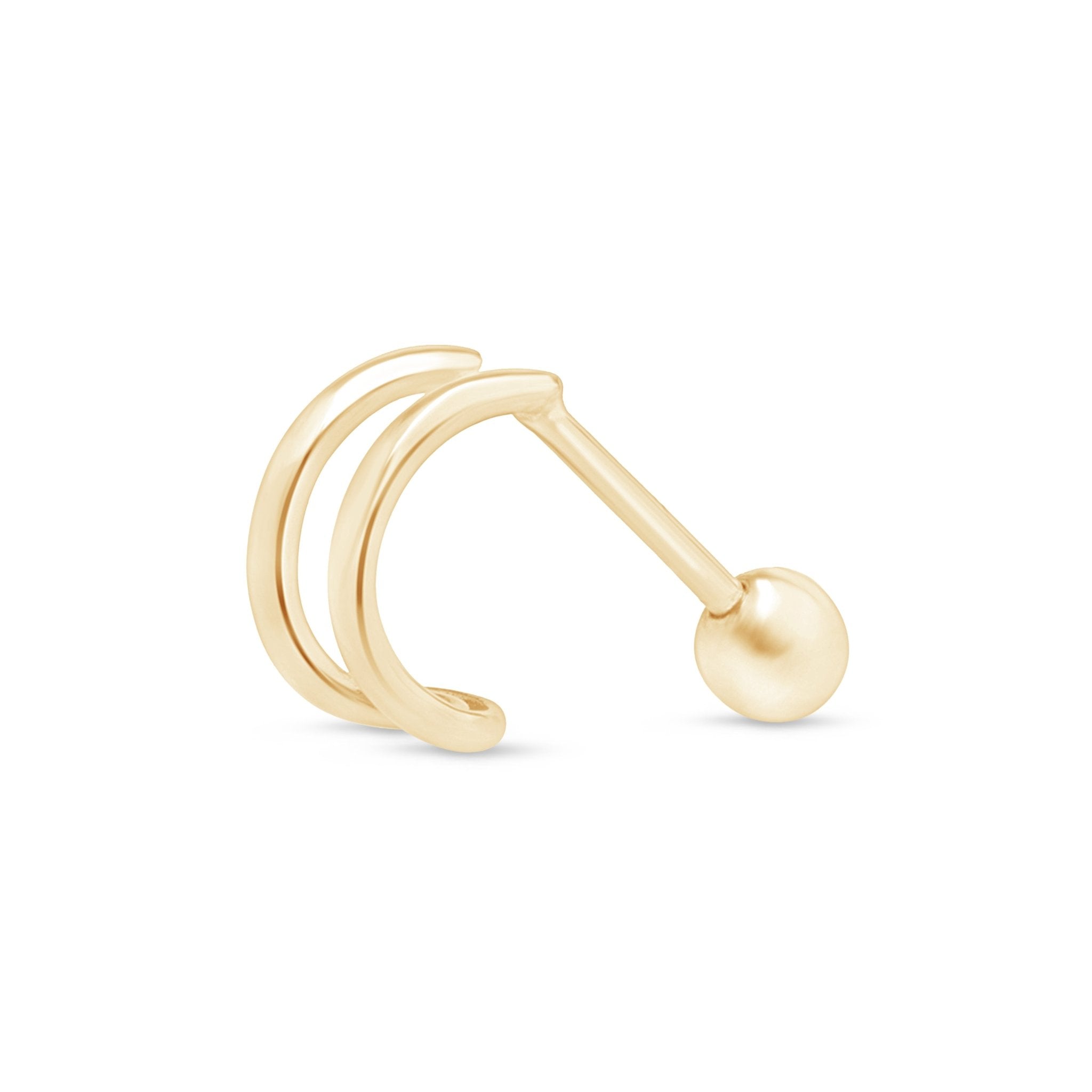 14K Yellow Gold Double Hoop Illusion Ear Cuff Earrings - Elegant Cartilage Ear Jewelry for Women, Perfect for Parties, Weddings & Everyday Wear
