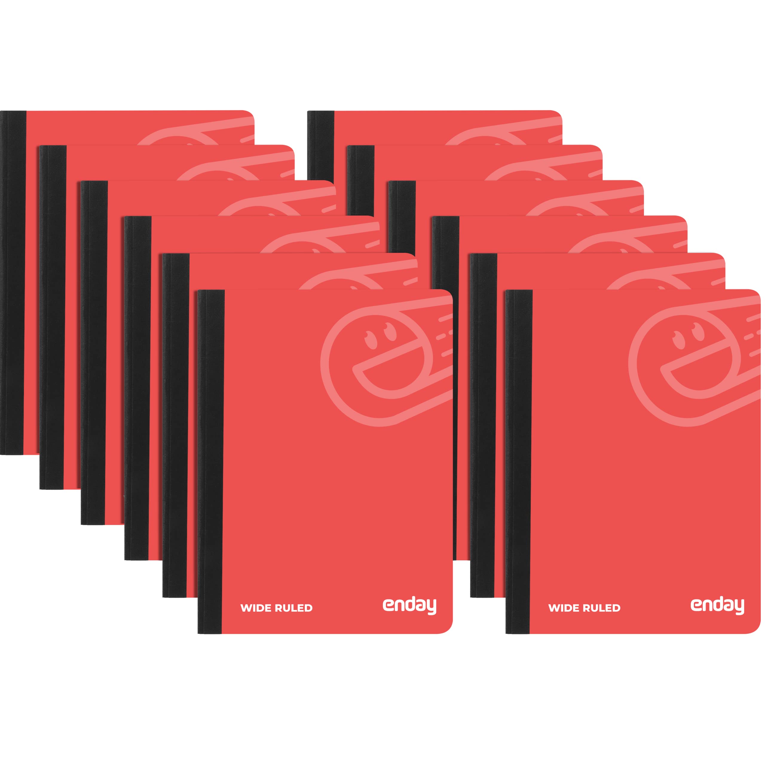 Enday 48-Pack Wide Ruled Composition Notebooks with Red Hard Cover - 100 Sheets Premium Lined Paper for School, College, Office & Journaling - Bulk Pack of Durable Writing Notebooks for Students & Professionals