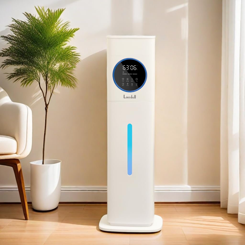 2.1Gal/8L Large Room Humidifier with Essential Oil Diffuser - Top Fill Cool Mist Whole House Humidifier for Home, Bedroom, Office, Plants, Baby & Adults (White) - Perfect for Dry Air Relief and Aromatherapy