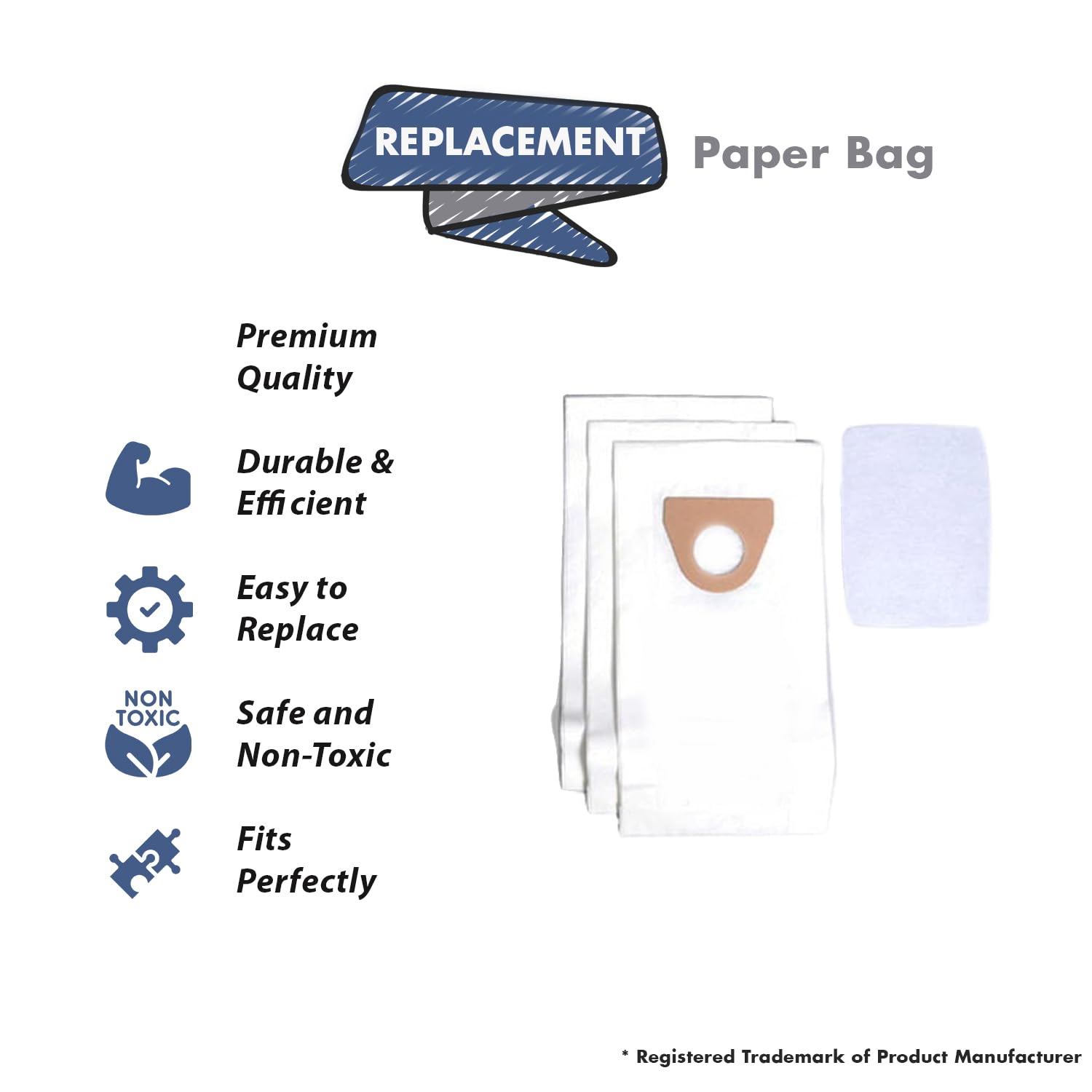 Shop Vac M100 Vacuum Cleaner Bag Replacement - Compatible with Part 90106-00 for Home Cleaning