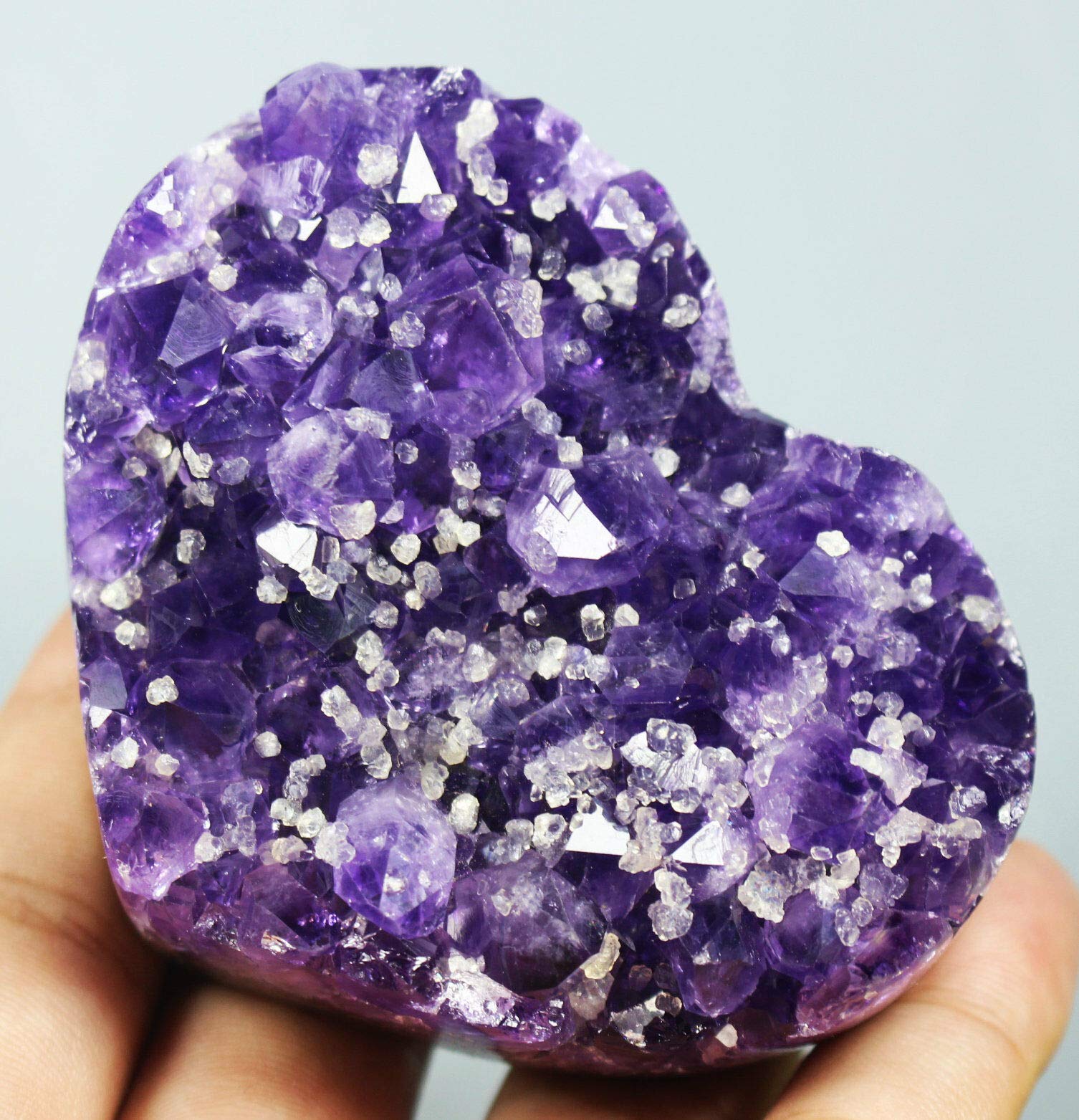 210g Natural Uruguayan Amethyst Geode Cluster - Heart Shaped Crystal for Home Decor, Meditation & Healing | Spiritual Gift, Feng Shui Stone, Yoga Space Decor
