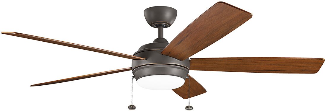 KICHLER 330180OZ 5-Blade Ceiling Fan with Light Kit - Cherry/Walnut Blades, Old Bronze Finish, 71W Energy Efficient - Perfect for Living Room, Bedroom, or Office Cooling and Lighting