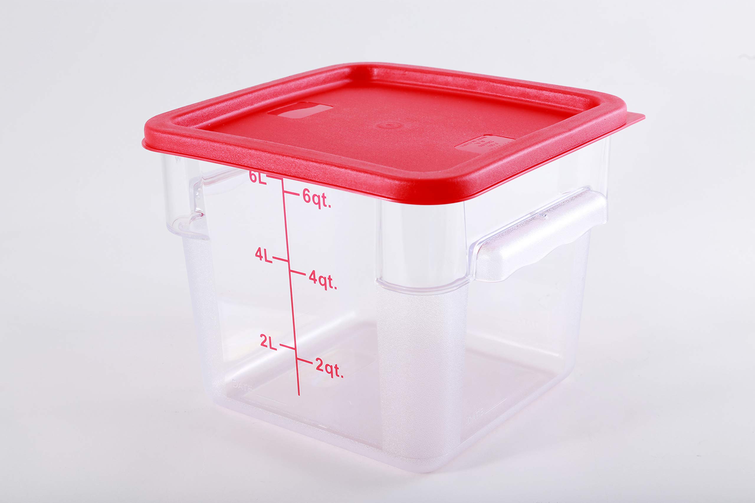 CMI 6 Qt Commercial Grade Square Food Storage Containers with Lids - BPA-Free Polycarbonate, Clear, Stackable - Pack of 5 for Restaurant, Meal Prep & Leftovers Storage