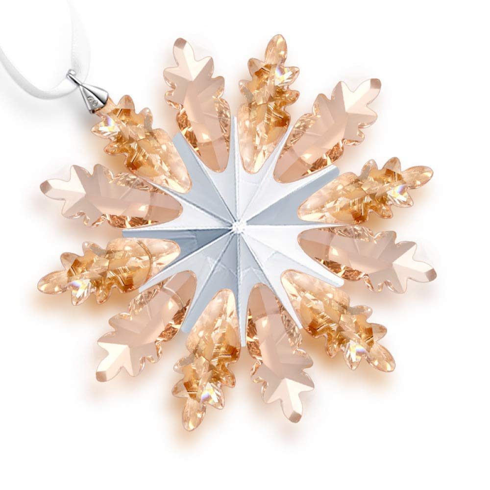 Lucky Crystal Snowflake Car Hanging Ornament - Yellow Car Charm Interior Rearview Mirror Decoration, Elegant Car Accessories for Good Luck & Stylish Ride - Perfect for Daily Commute, Road Trips & Gift Giving