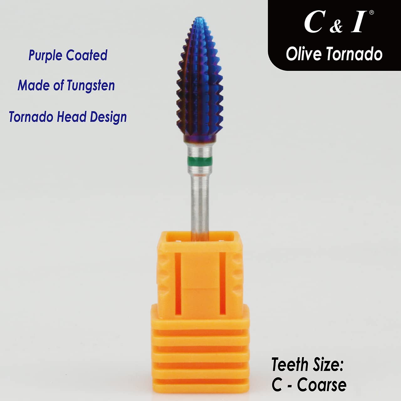 C & I Tapered Tornado & Texas Tornado Nail Drill Bit for Professional Nail Drill Machine - Purple Coated (Texas Tornado C) | Perfect for Acrylic Nails, Gel Extensions & Nail Art | Salon & Home Use