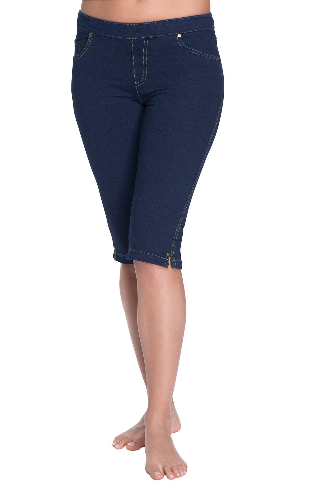 PajamaJeans Women's Bermuda Shorts - Comfortable Knee-Length Pull-On Shorts with Pockets | Perfect for Lounging, Yoga & Summer Outfits