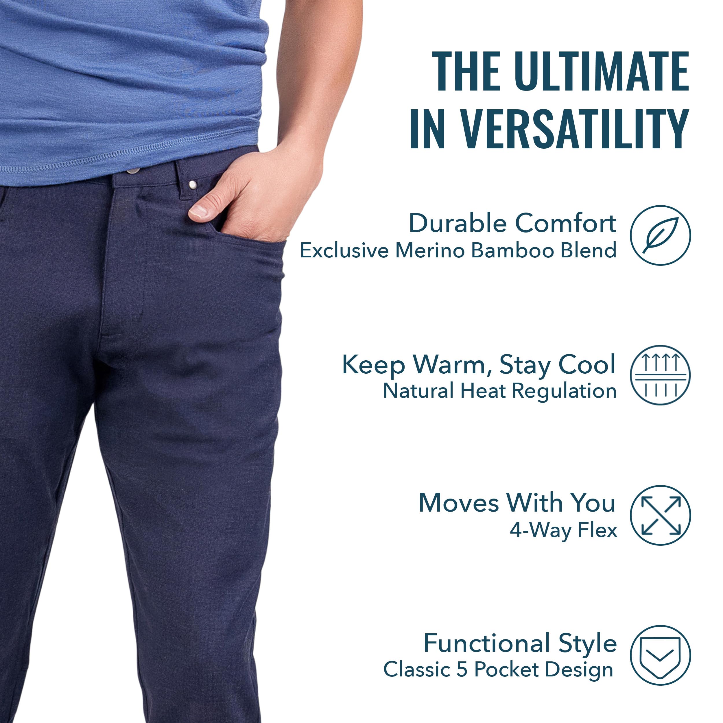 Woolly Clothing Co Men's Merino Wool Longhaul Pants - Premium Travel & Outdoor Hiking Pants for Comfort & Durability