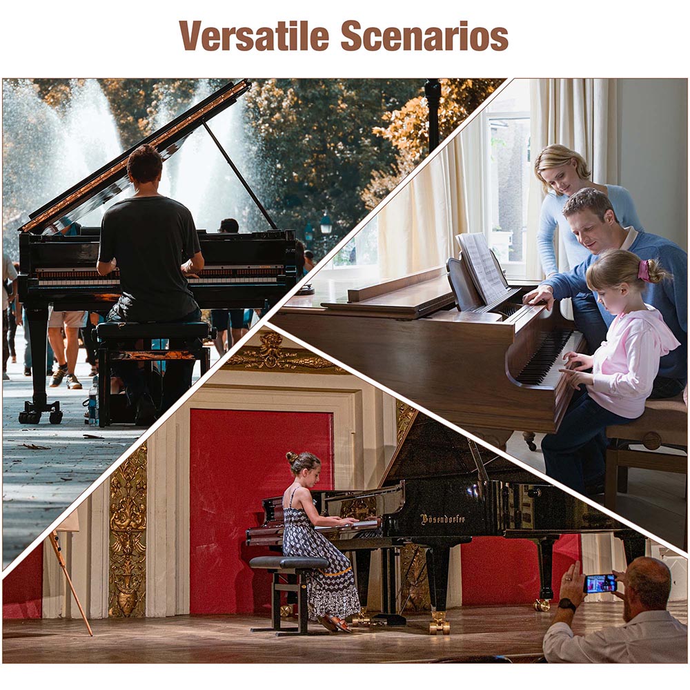 Adjustable Piano Bench with Storage - Comfortable & Sturdy Piano Stool for Home, Studio, or Classroom - Perfect for Musicians, Teachers & Students