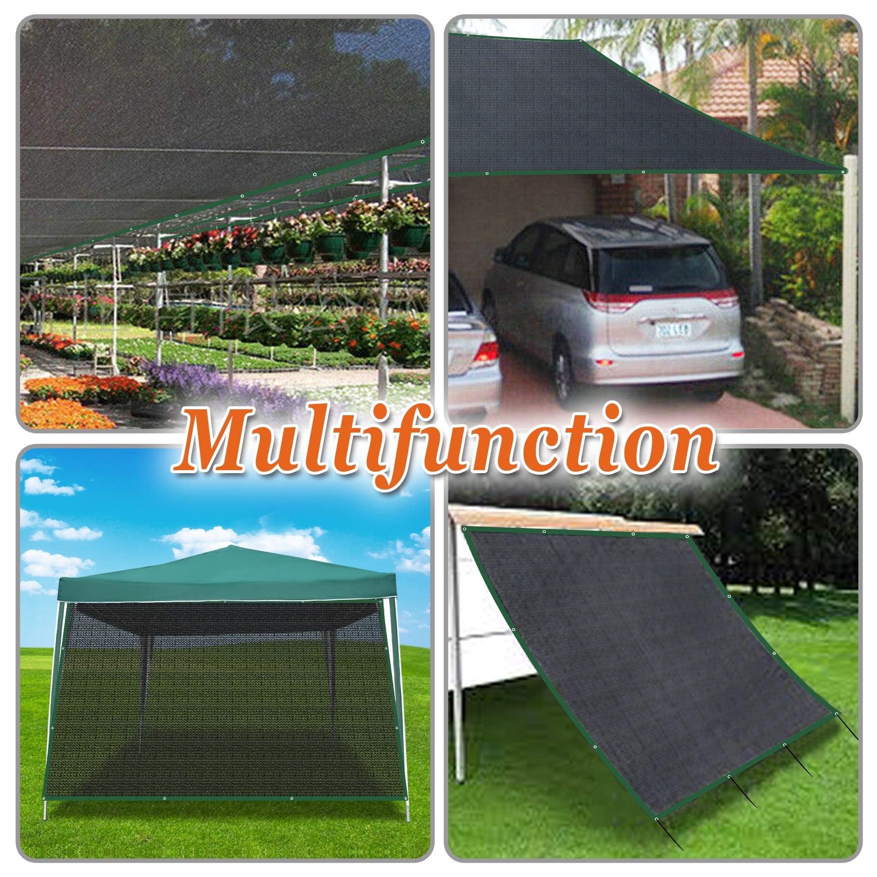 80% UV Block Shade Cloth - Heavy Duty Sun Protection Fabric with Reinforced Buttonholes for Greenhouse, Garden, Pool & Patio Cover (10ft x 10ft) - Ideal for Plant Protection, Outdoor Shade & Sun Safety
