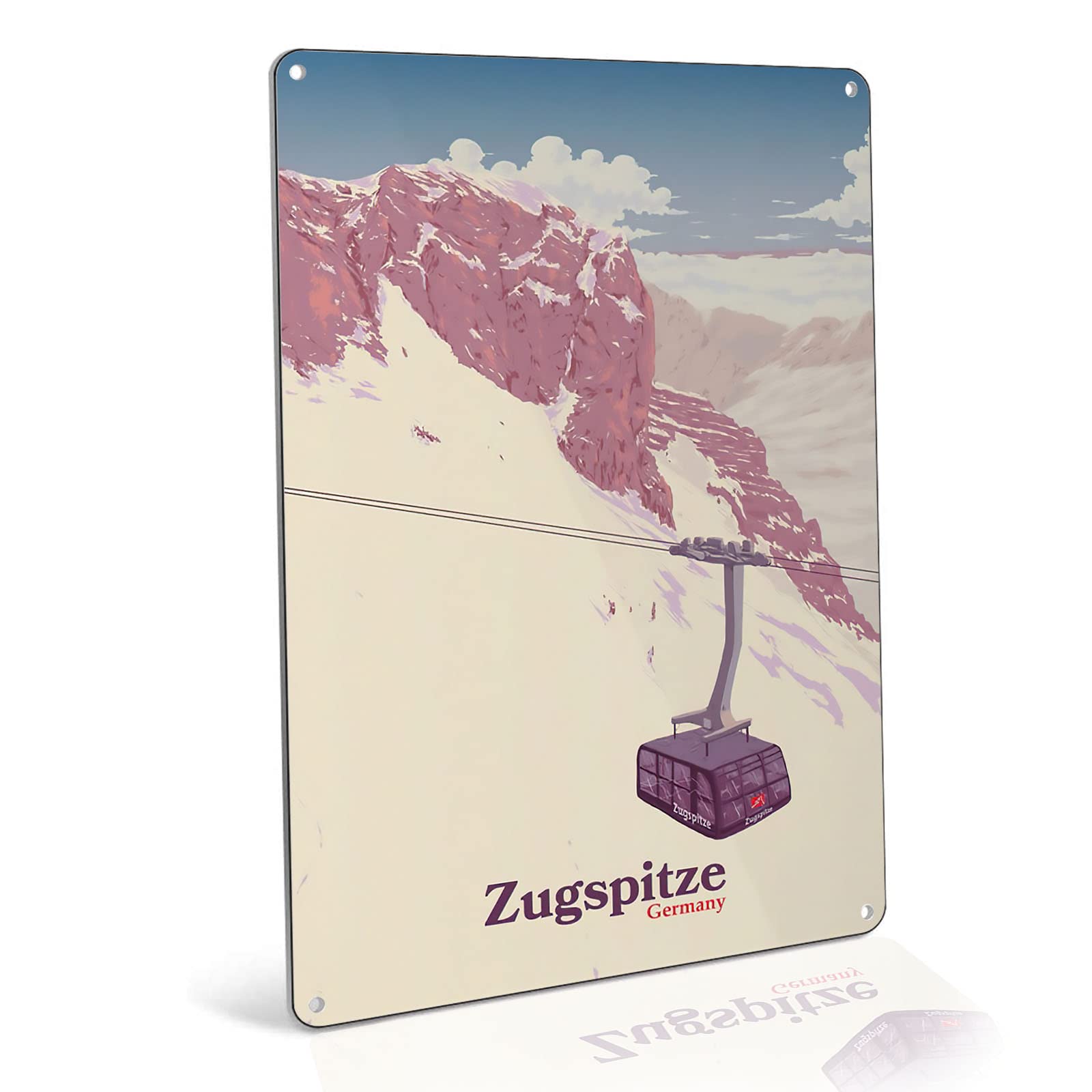Germany Ski Resort Metal Poster - 12x16 Inch Wall Art for Snowboarding & Farmhouse Decor