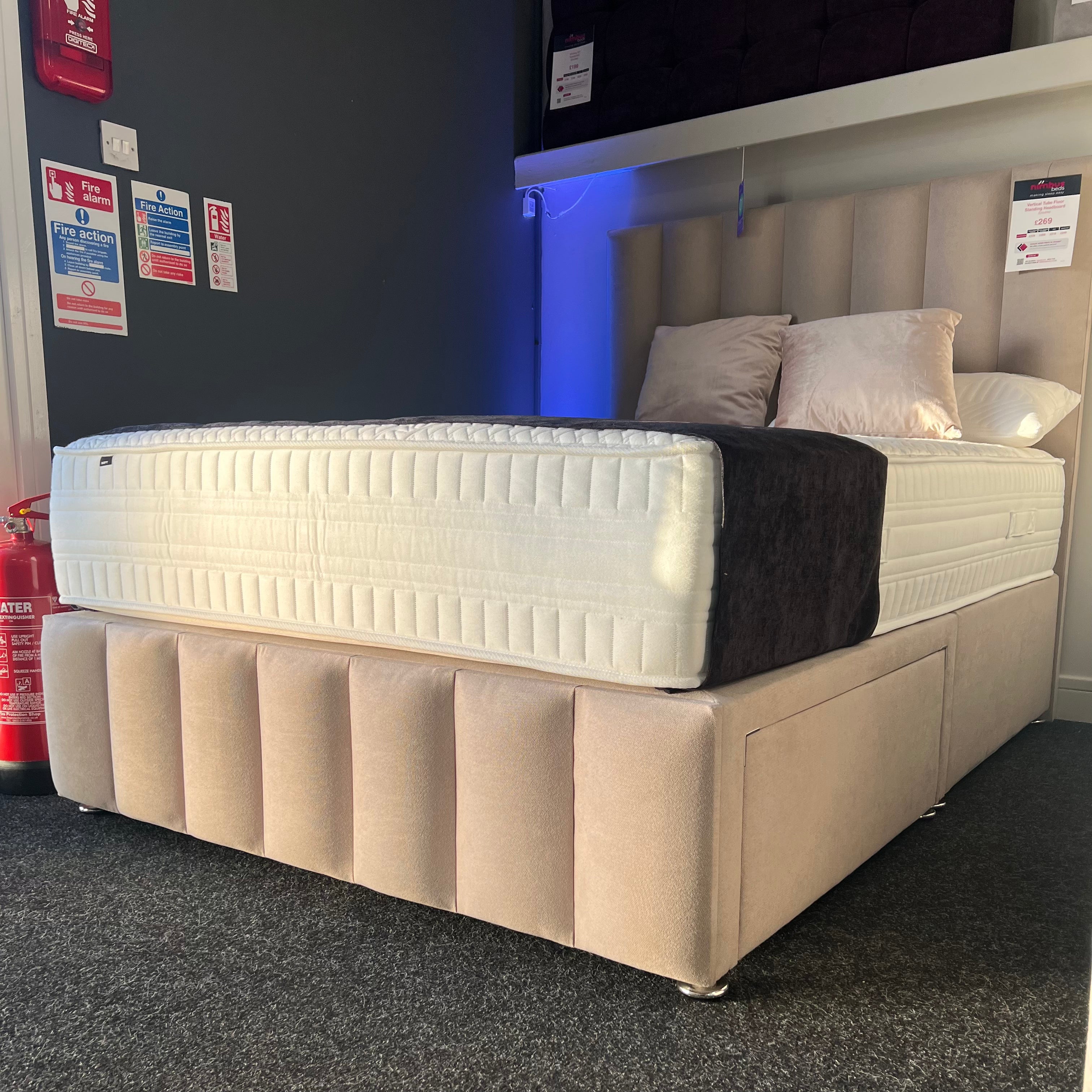 Divan Bed Base with Footboard (Vertical Panel) - Non-Storage, Sturdy & Durable Bed Frame for Bedroom - Perfect for Modern Homes, Guest Rooms & Apartments