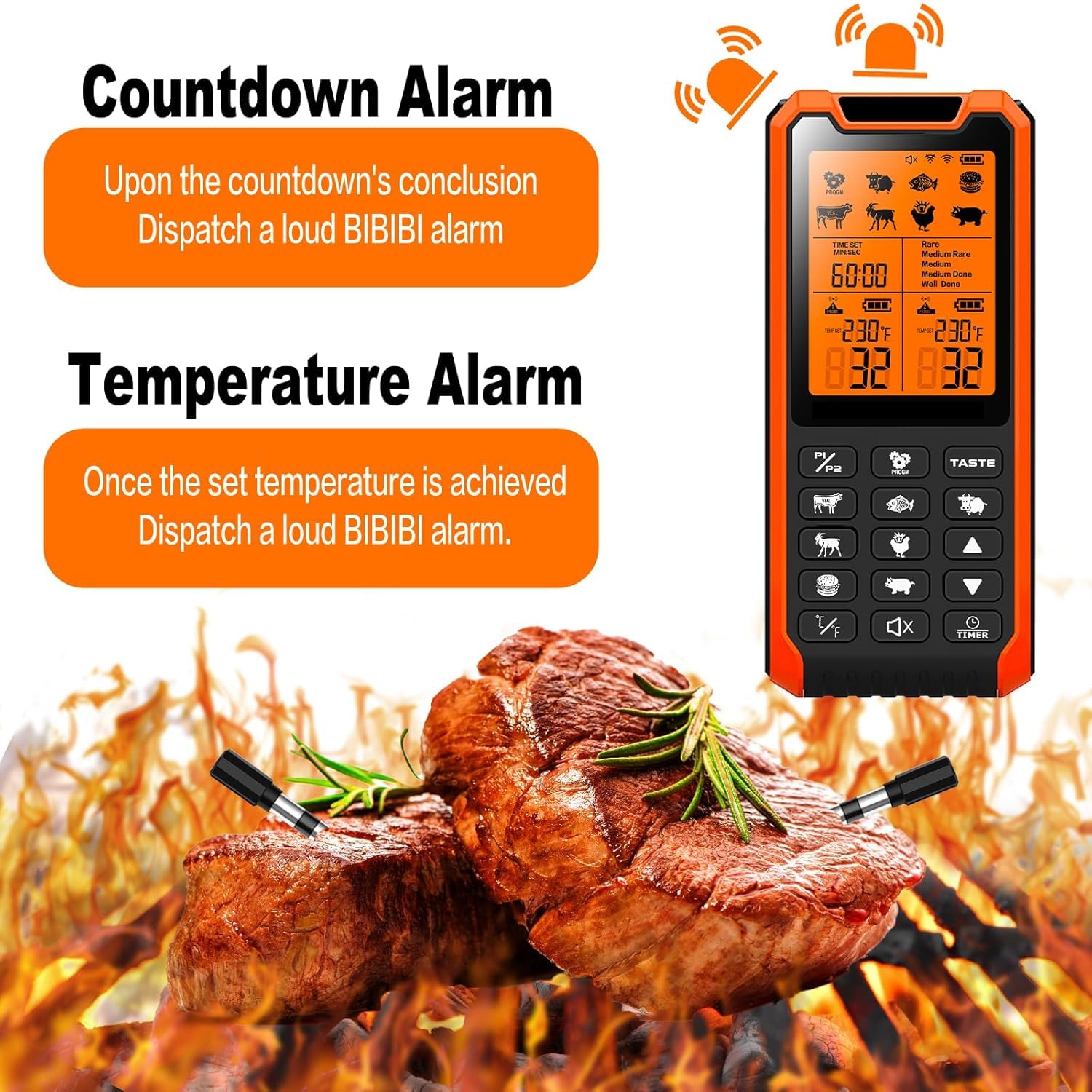 Smart Bluetooth Meat Thermometer with Dual Probes - Wireless Digital Food Thermometer for BBQ, Grilling, Oven, Smoker & Air Fryer | Perfect for Outdoor Cooking, Home Kitchen & Professional Chefs