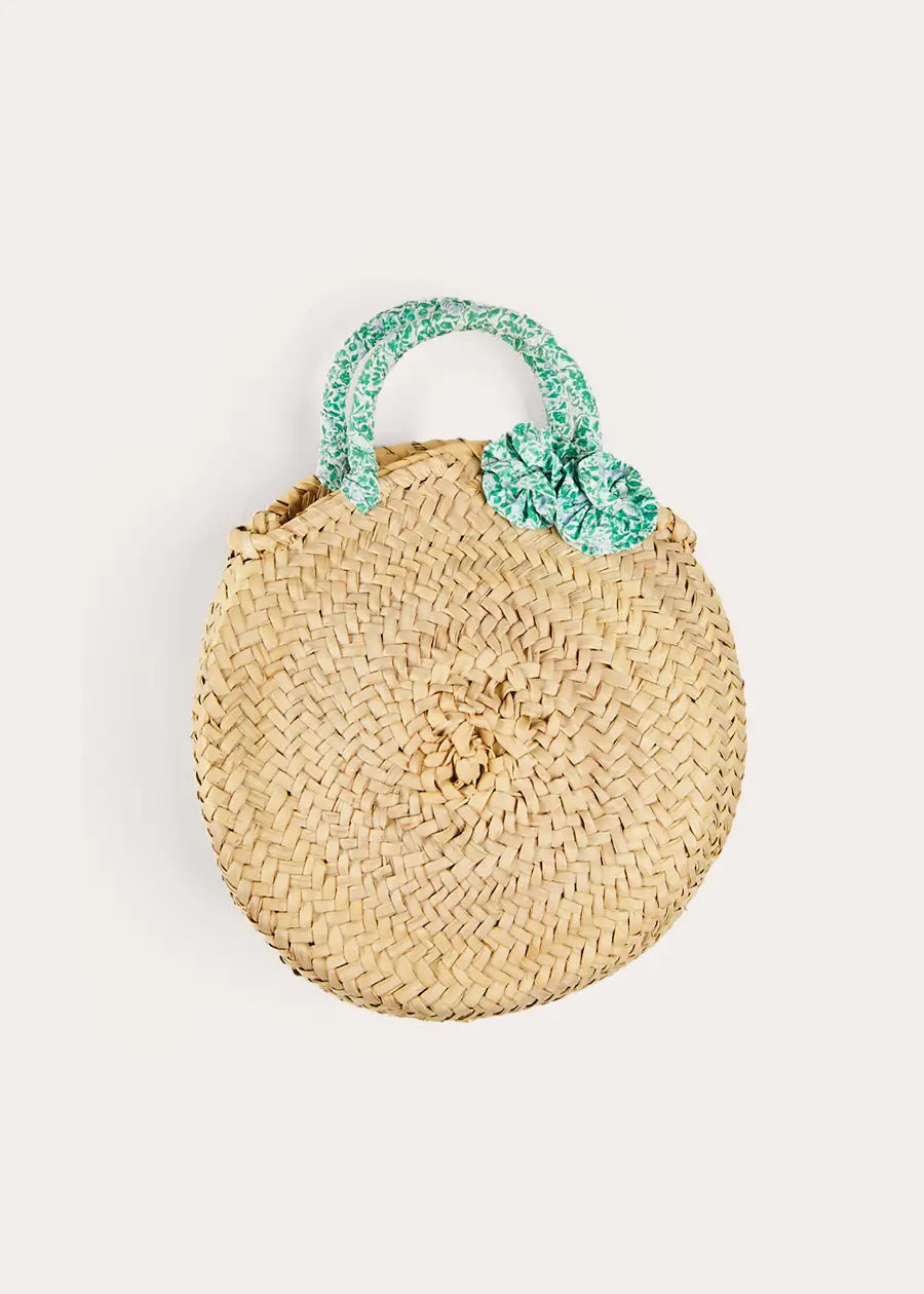 Stylish Adelaide Floral Detail Raffia Handbag in Green - Perfect for Beach Vacations, Summer Outings & Boho Fashion