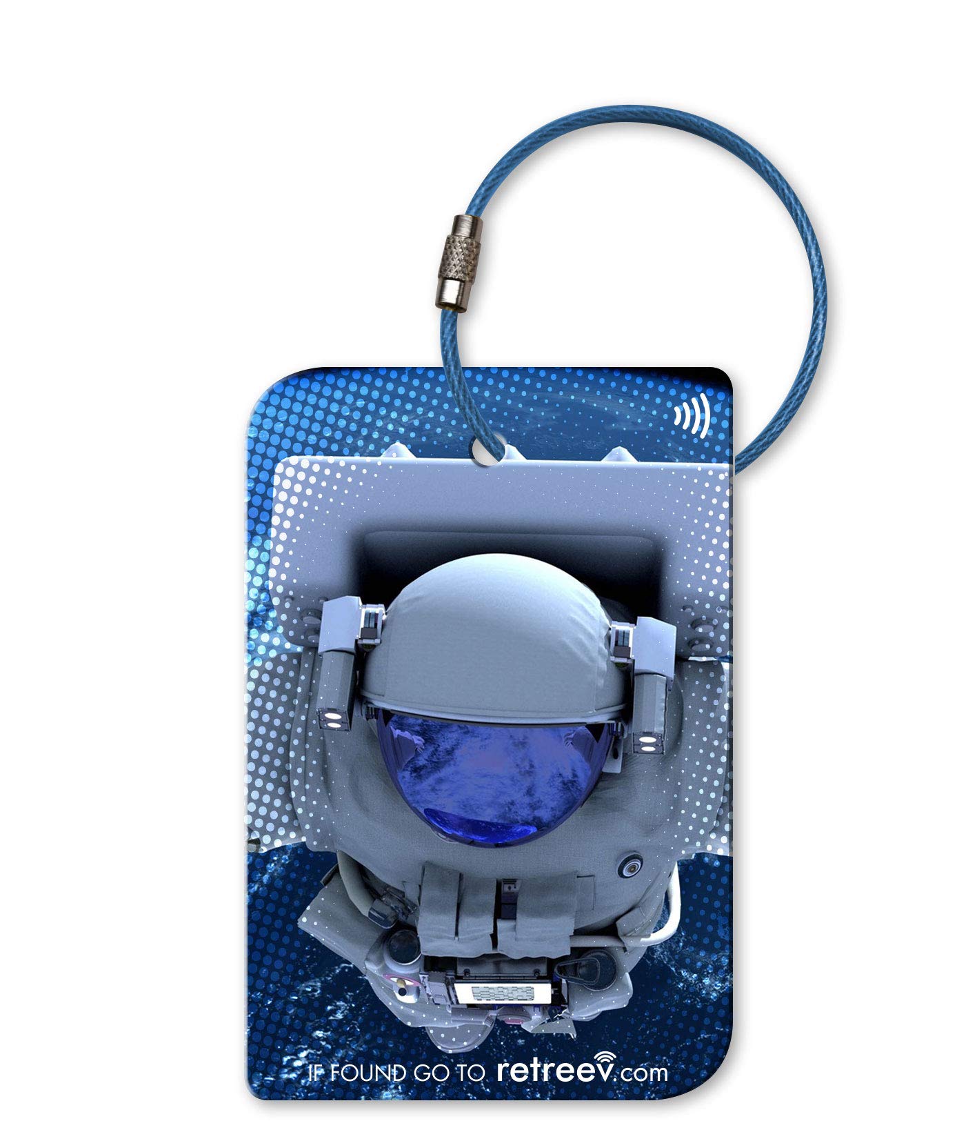 Retreev™ Smart ID Luggage Tag with NFC & QR Code Technology | Waterproof Airline Approved Baggage Tracker with Web Messaging Service - Perfect for Travelers, Business Trips and Lost Luggage Prevention (Astronaut Design)