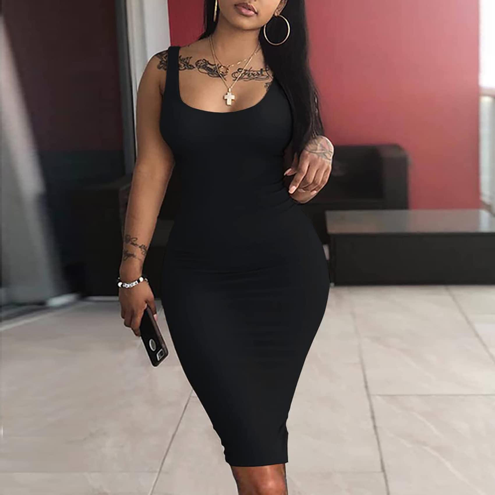 CYSEXY Women's Sexy Tie-Dye Bodycon Dress - Sleeveless Tank Club Party Midi Dress for Summer | Perfect for Night Out, Date Night & Beach Vacations