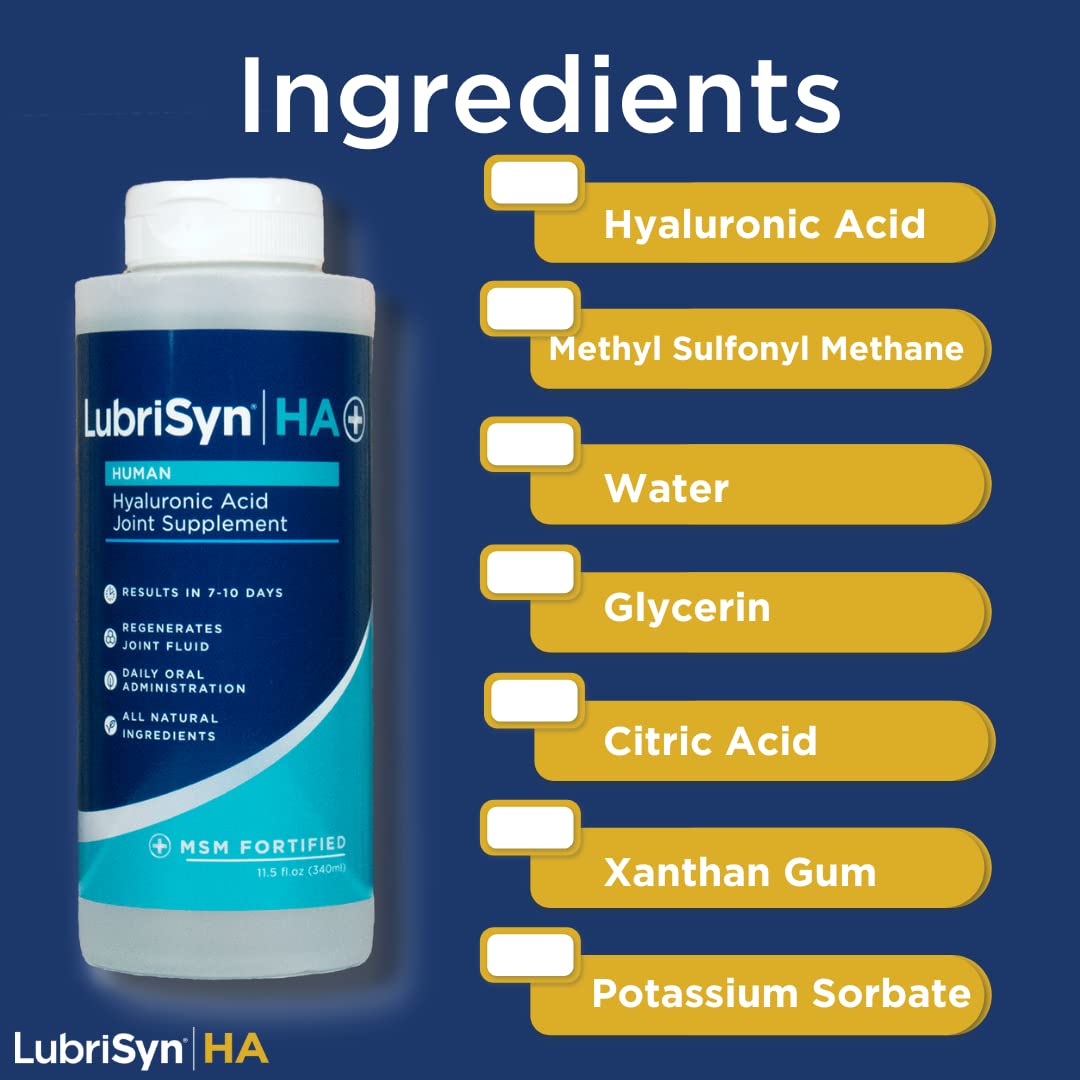Lubrisyn HA with MSM - Vegan Joint Relief Supplement for Humans - Liquid Hyaluronic Acid Formula for Healthy Joints & Mobility - 90 Day Supply (3 Pack) - Made in USA - Supports Active Lifestyle & Daily Comfort