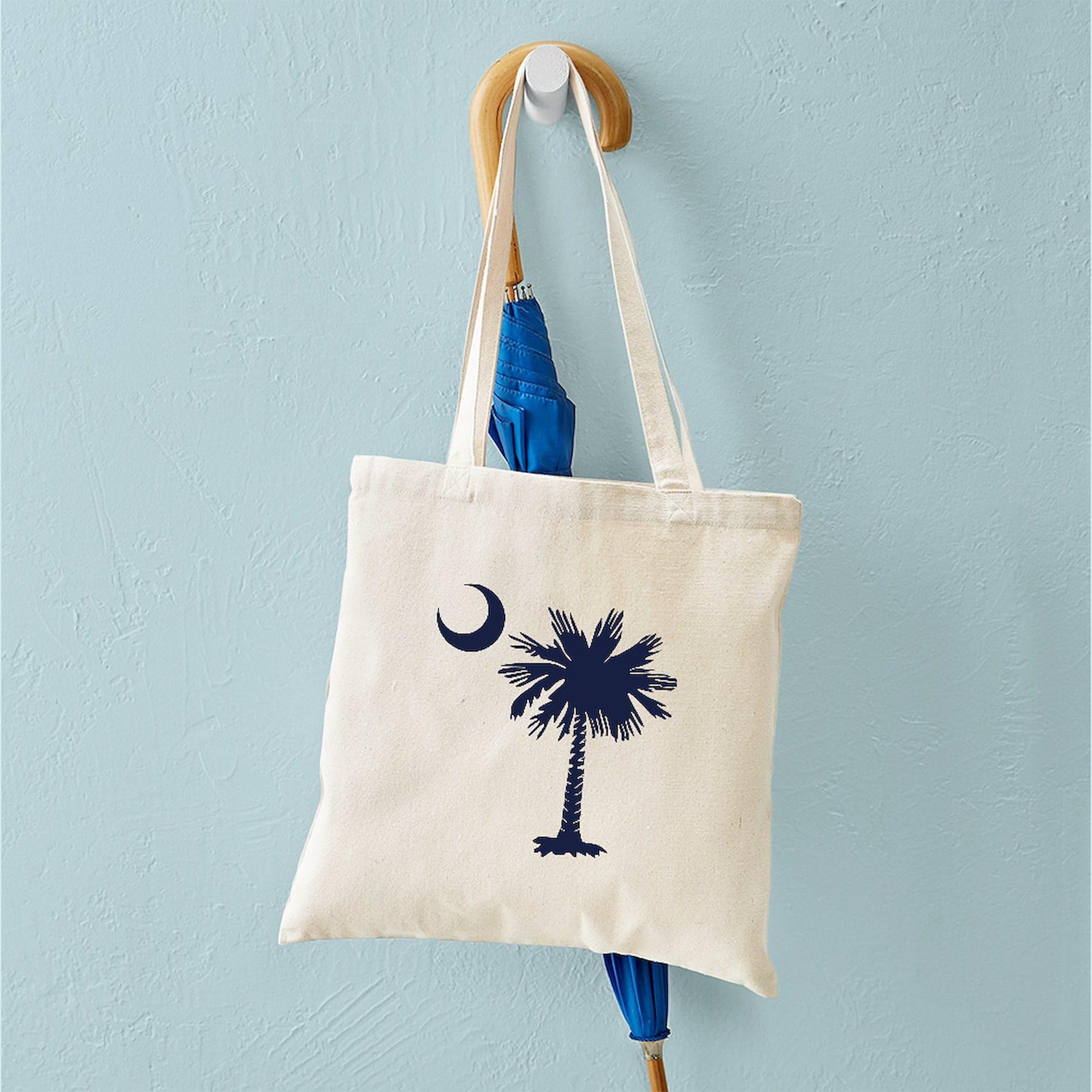 South Carolina Flag Tote Bag - Natural Canvas Reusable Grocery Shopping Bag for Beach, Farmers Market & Eco-Friendly Lifestyle