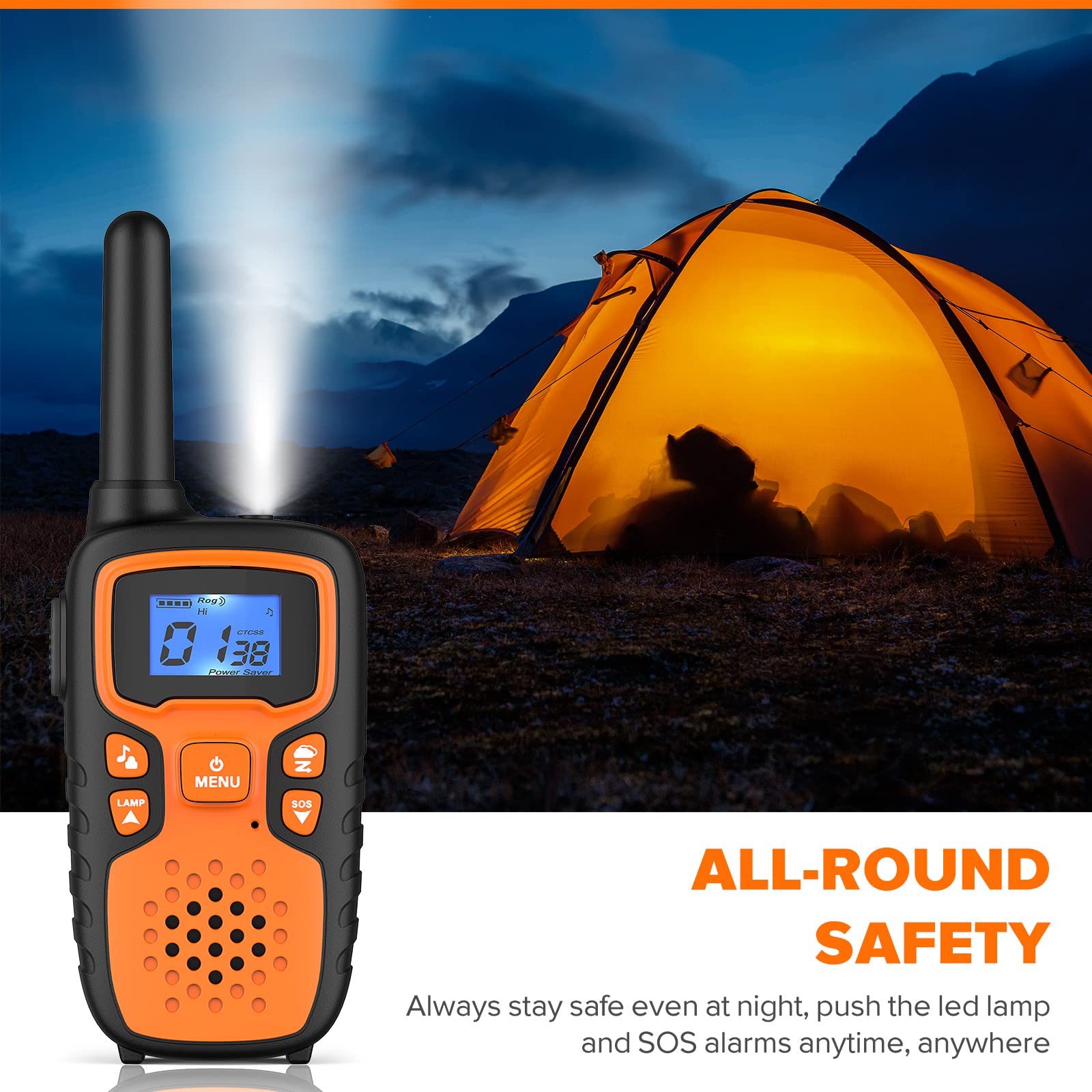 Wishouse 8 Pack Walkie Talkies for Kids and Adults - Long Range Rechargeable Two-Way Radios for Family Outdoor Activities, Camping, Hiking and Emergency Communication
