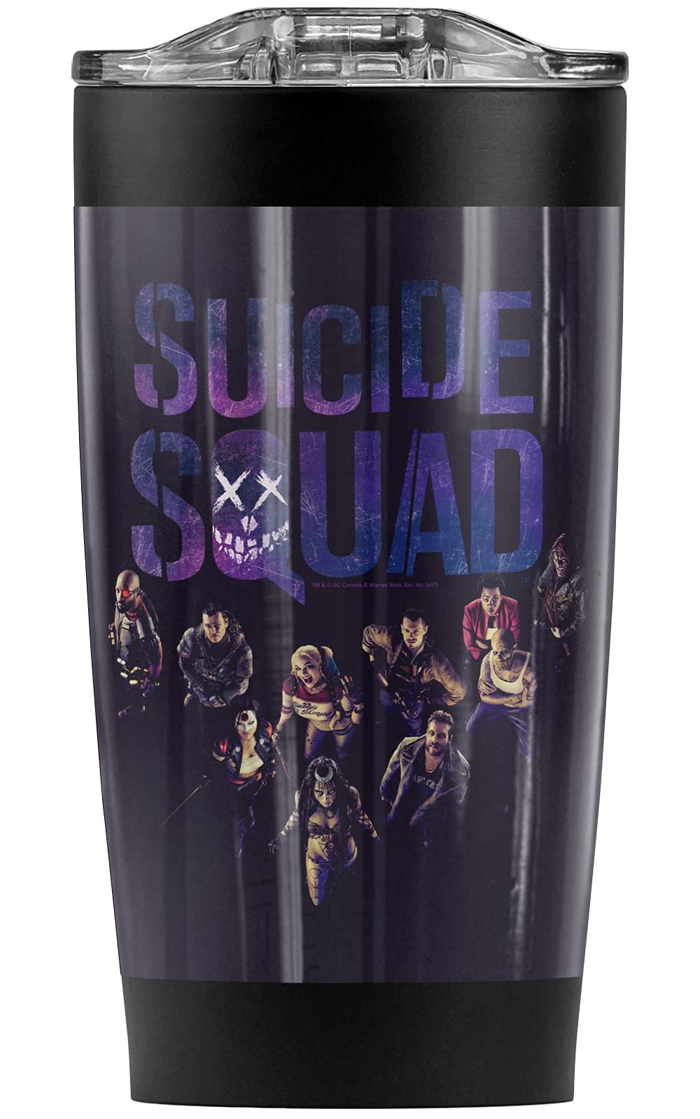 Suicide Squad Themed 20oz Stainless Steel Tumbler - Vacuum Insulated Travel Mug with Leakproof Sliding Lid | Double Wall Insulation for Hot & Cold Drinks | Perfect for Coffee, Tea, or Smoothies | Great Gift for DC Fans, Office Use, Gym, and Outdoor Activities