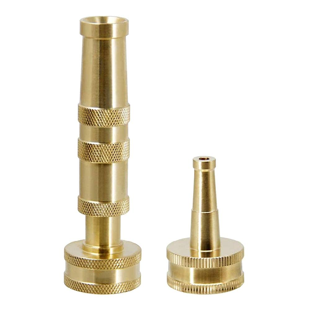 2Pcs Heavy Duty Solid Brass Adjustable Twist Hose Nozzle - High Pressure Jet Sweeping Sprayer for Car Wash, Watering Flowers, Garden & Outdoor Cleaning - Durable Spray Gun Attachment for Home & Garden Use