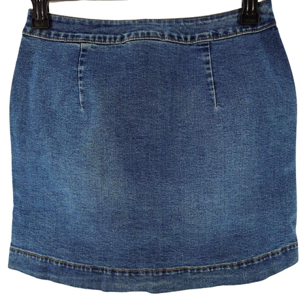 Maison Jules Women's Denim Button Down Skirt in Navy Blue - Size 12 (Large) - Perfect for Casual Outings and Summer Fashion