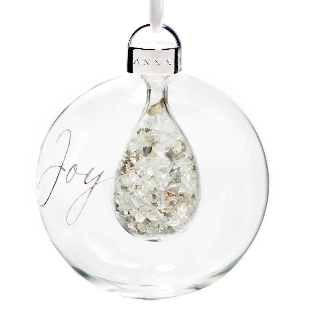 Holiday Joy Christmas Ornament - Elegant Crystal & Silver Decor for Tree, Gift, or Home Decoration | Perfect for Christmas, Parties, and Festive Celebrations