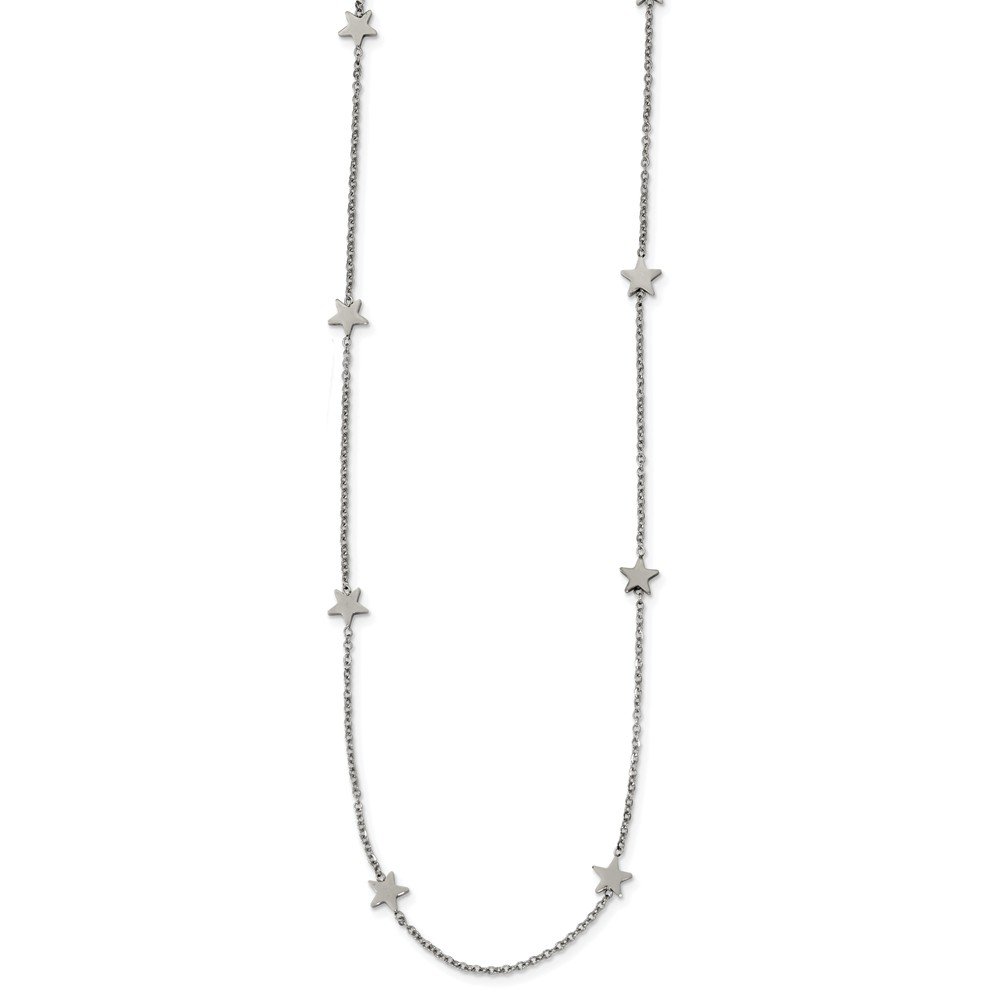 35 Inch Stainless Steel Polished Star Necklace for Women & Men - Elegant & Durable Jewelry for Everyday Wear, Parties & Gifts
