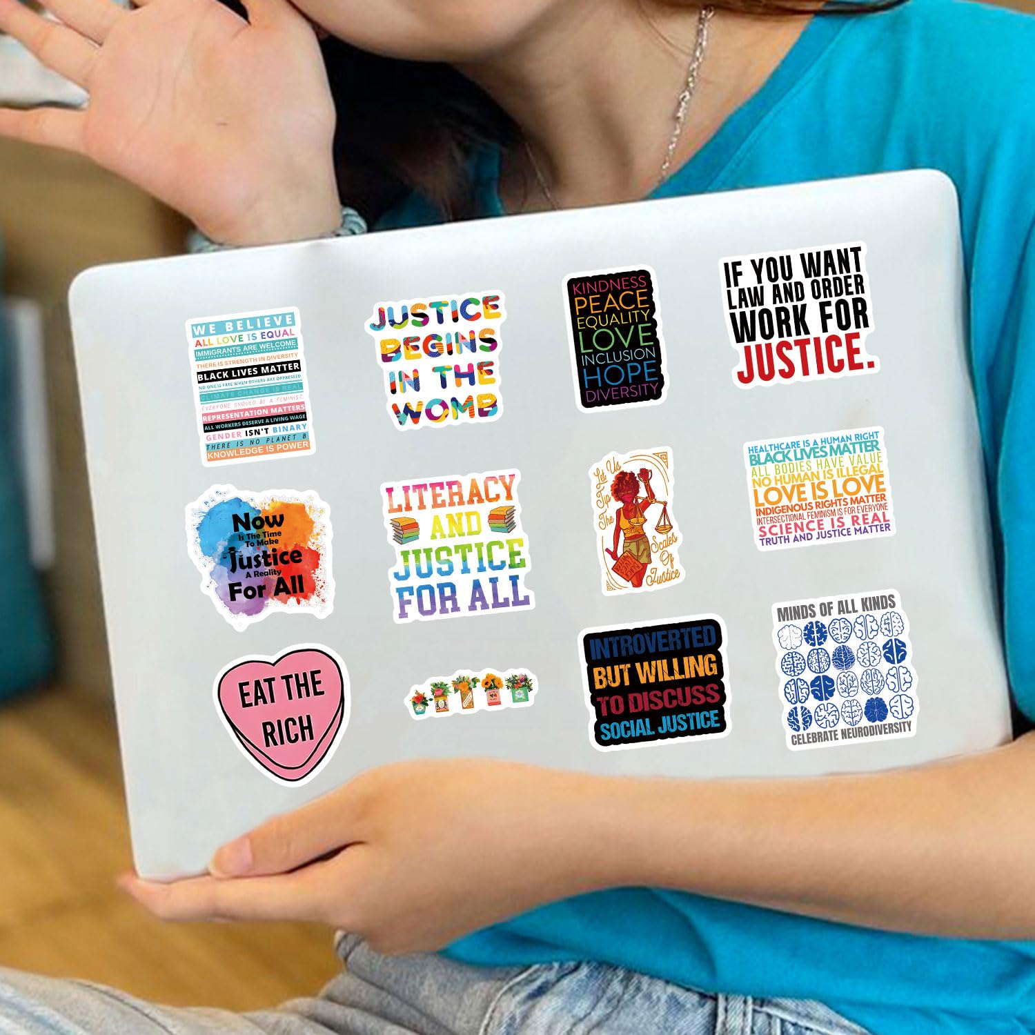 61Pcs Social Justice Stickers Pack - Cute Cartoon Vinyl Waterproof Decals for Water Bottles, Laptops, Phones, Skateboards - Perfect for Scrapbooking, Bumper Decor, Party Supplies - Ideal for Kids, Teens & Adults - Great for Social Awareness Events, School Projects & Activism Gear