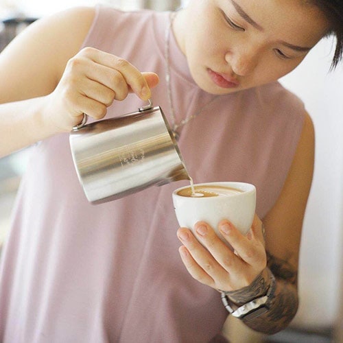 WPM X Ivy Lky Premium Milk Jug - 32oz Glass Pitcher for Coffee, Tea & Smoothies - Perfect for Home, Cafe & Restaurant Use