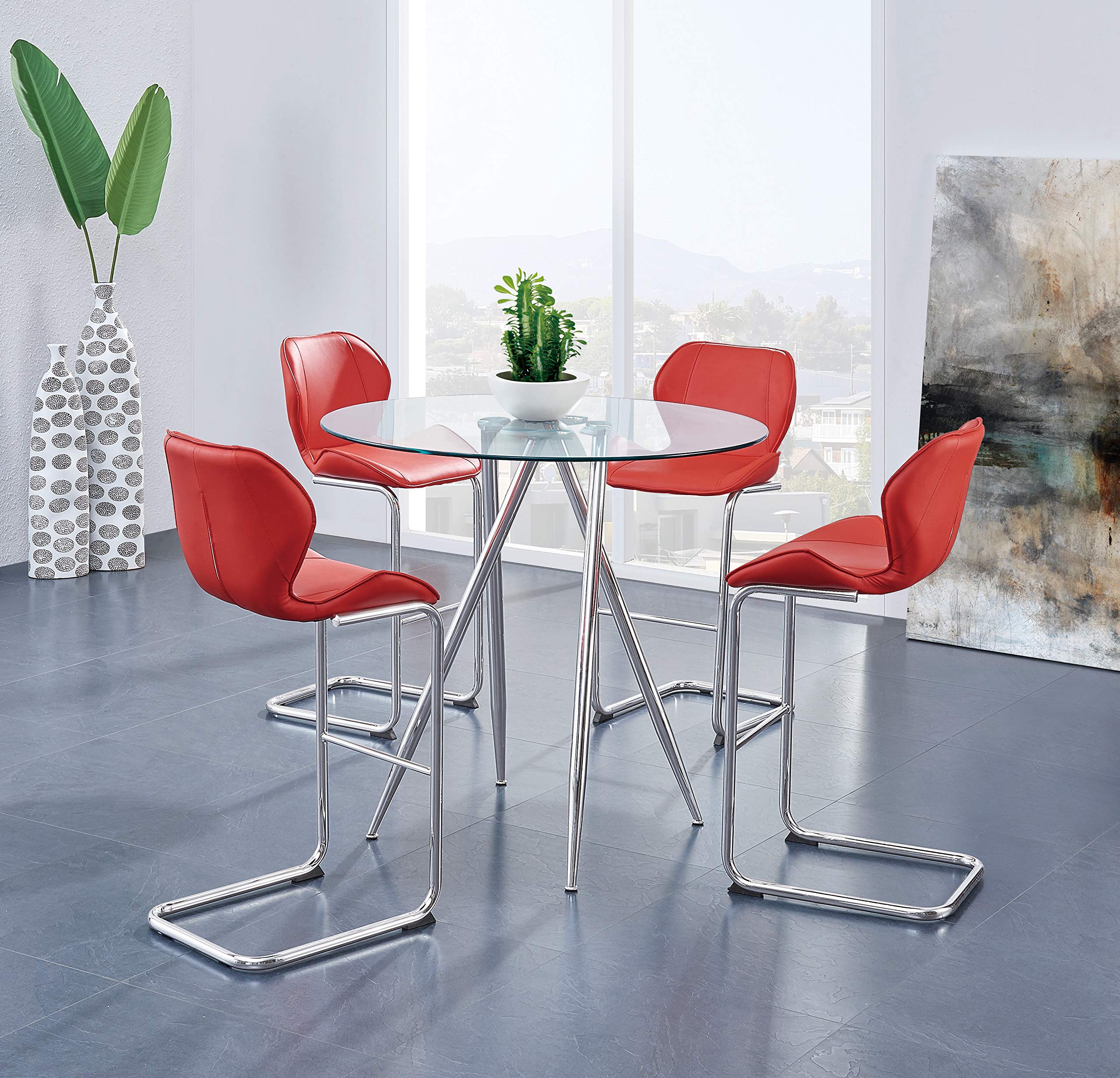 Modern Glass Bar Table with Chrome Legs - Stylish & Durable Counter Height Table for Kitchen, Dining Room or Home Bar - Global Furniture USA