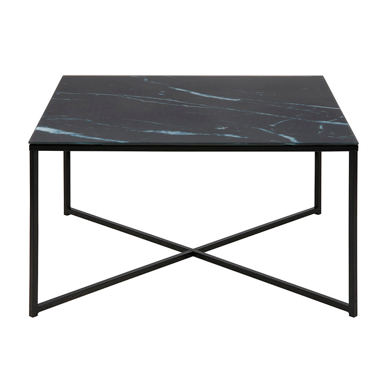 KOLINA 80cm Black Glass Coffee Table - Modern Living Room Centerpiece for Home Decor & Entertainment Spaces