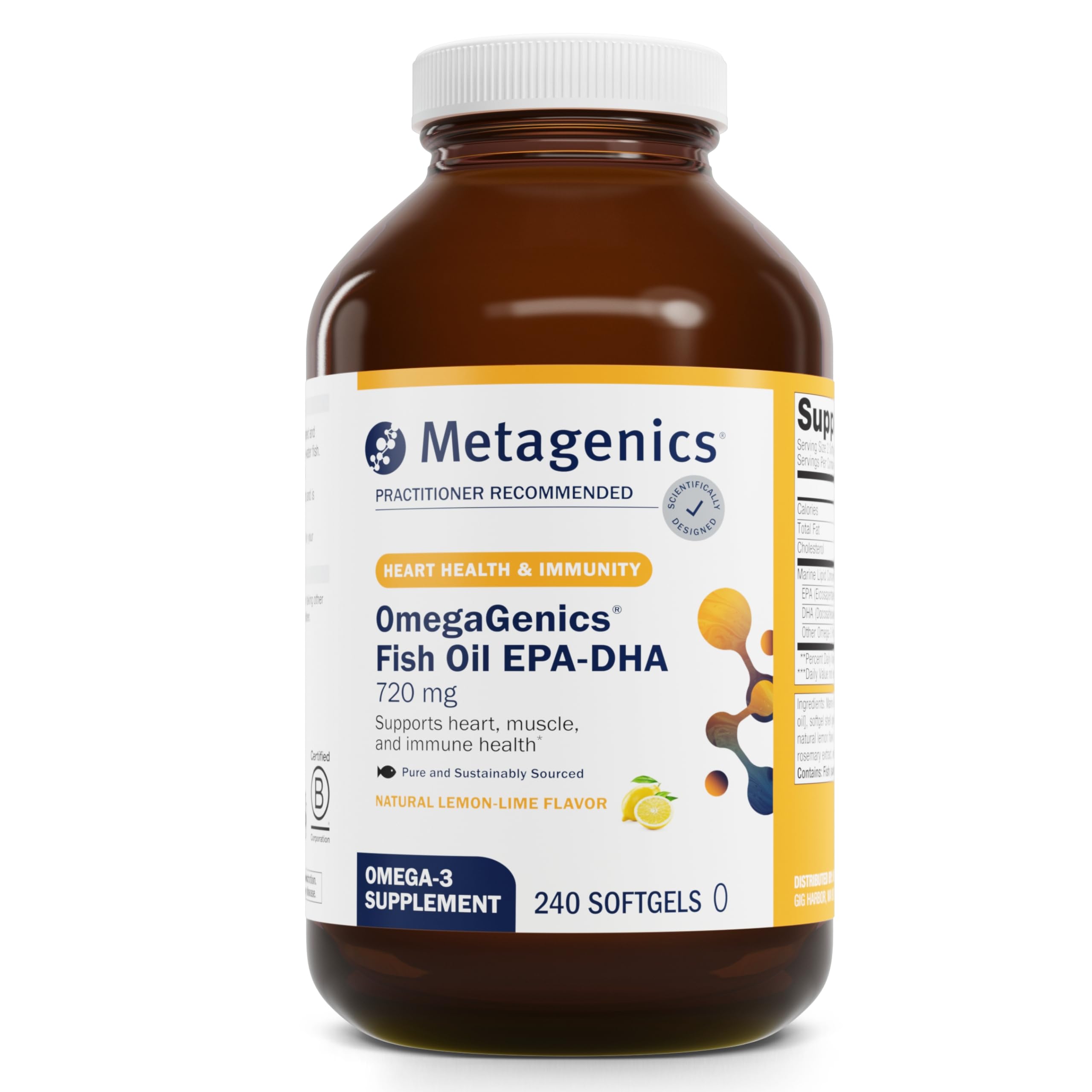 Metagenics OmegaGenics Fish Oil EPA-DHA 720mg - Premium Omega-3 Supplement for Heart, Joint & Immune Support* - 240 Softgels - Supports Cardiovascular Health & Brain Function - Ideal for Active Lifestyles & Wellness Routines