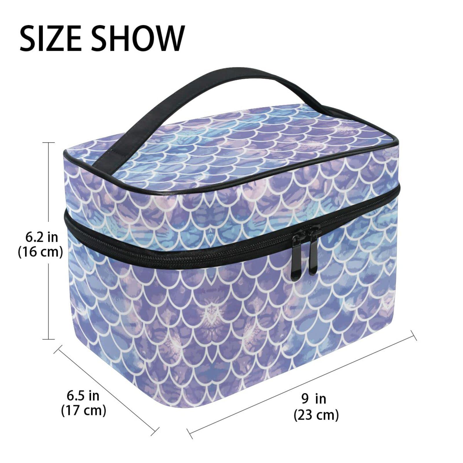 Floral Fish Scale Mermaid Cosmetic Bag - Waterproof Makeup Organizer with Zipper for Women & Girls | Perfect for Travel, Gym, and Daily Beauty Essentials Storage