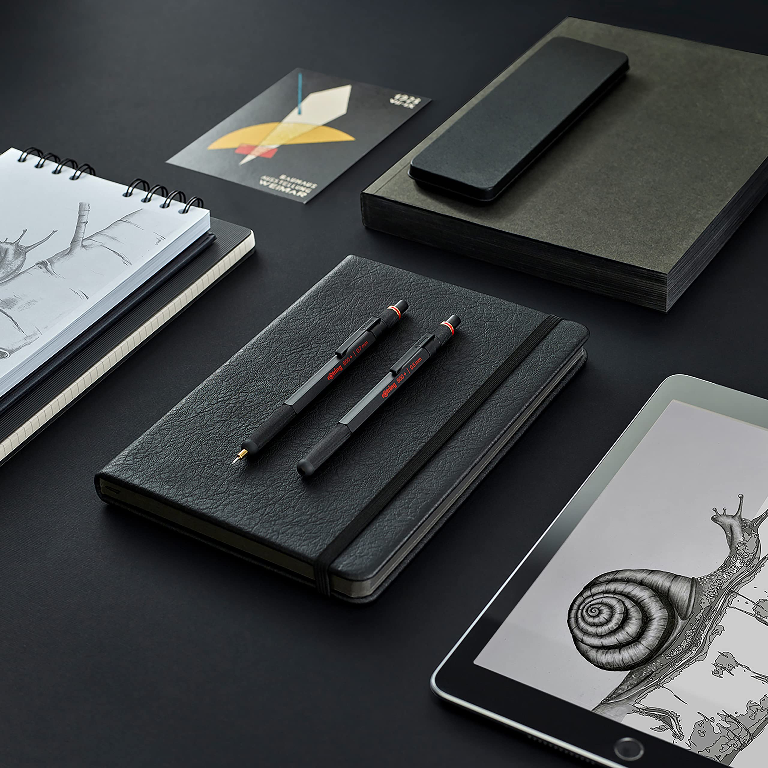 Rotring 800+ 0.5mm Mechanical Pencil with Touchscreen Stylus - Black Drafting Pencil for Engineers, Architects & Artists - Perfect for Sketching, Note-Taking & Digital Design